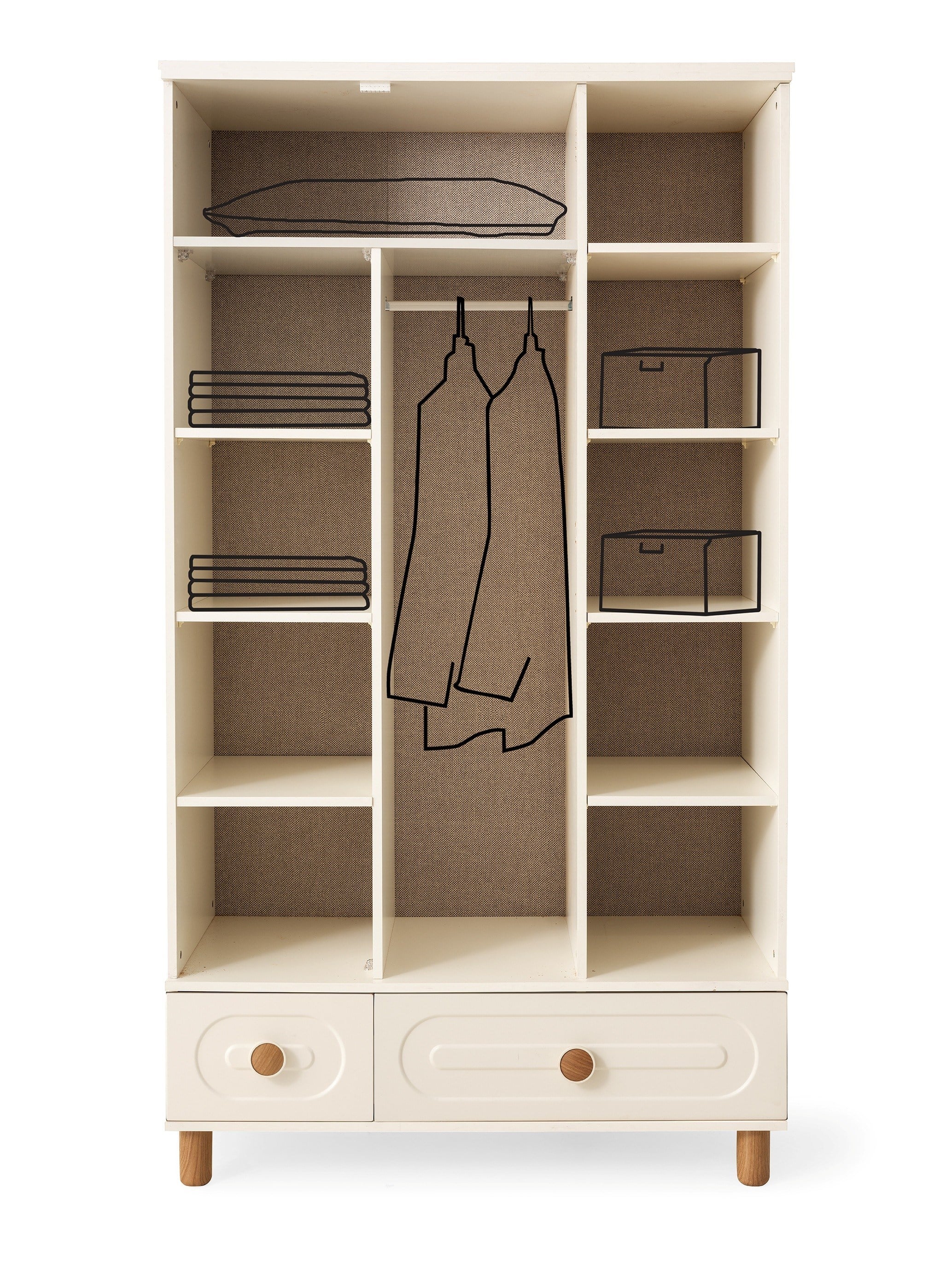 Perla 3 Kapaklı %100 MDF Elbise Dolabı Gardrop 117x54x212