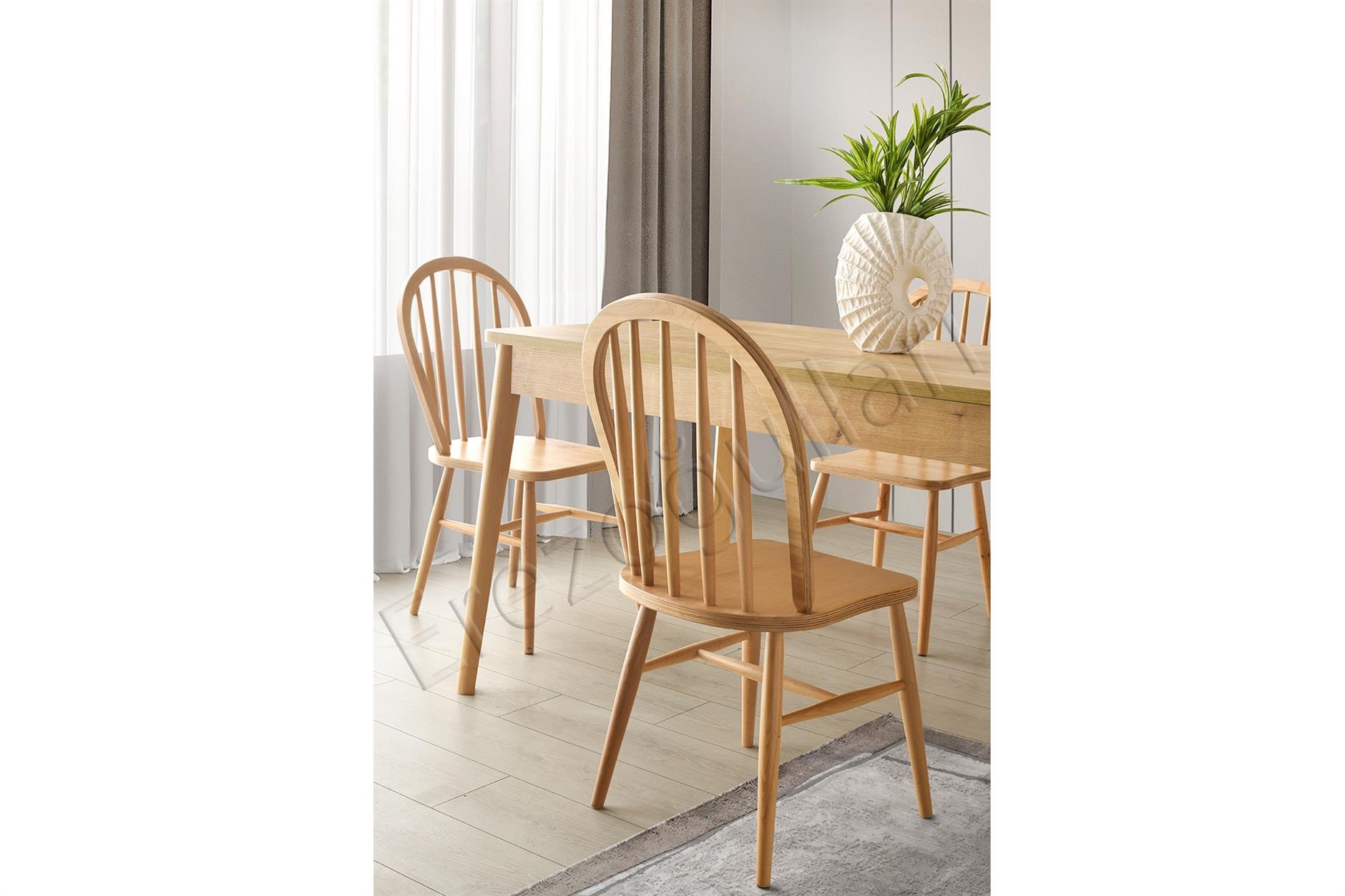 Safir Meşe Salon Yemek Masa Sandalye Takımı 90*145
