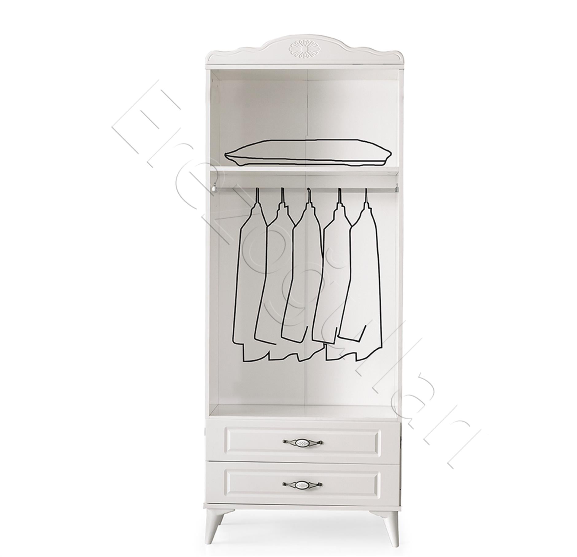 Sahra 2 Kapılı 2 Çekmeceli Gardrop Elbise Dolabı 80x48x210cm
