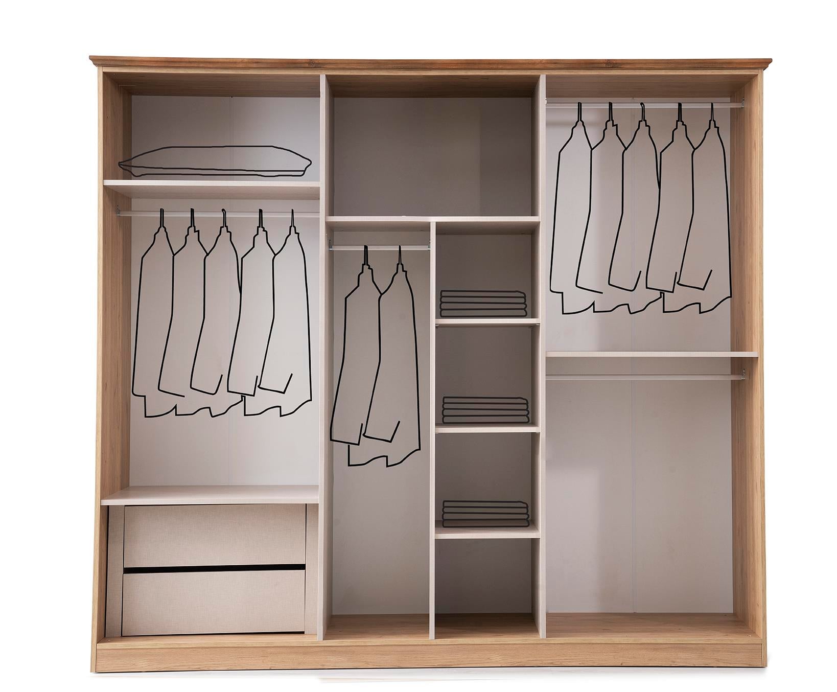 Seda 6 Kapaklı Modern MDF Yatak Odası Takımı Bazalı 