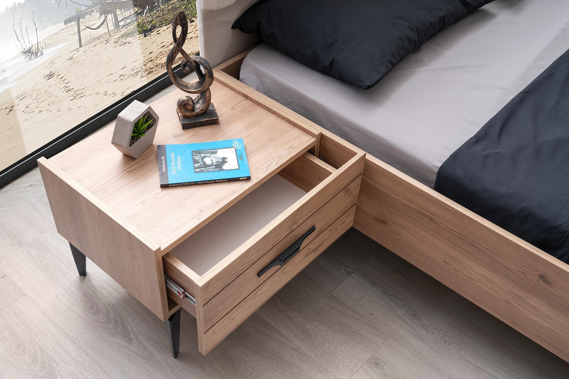 Seda 6 Kapaklı Modern MDF Yatak Odası Takımı Bazalı 