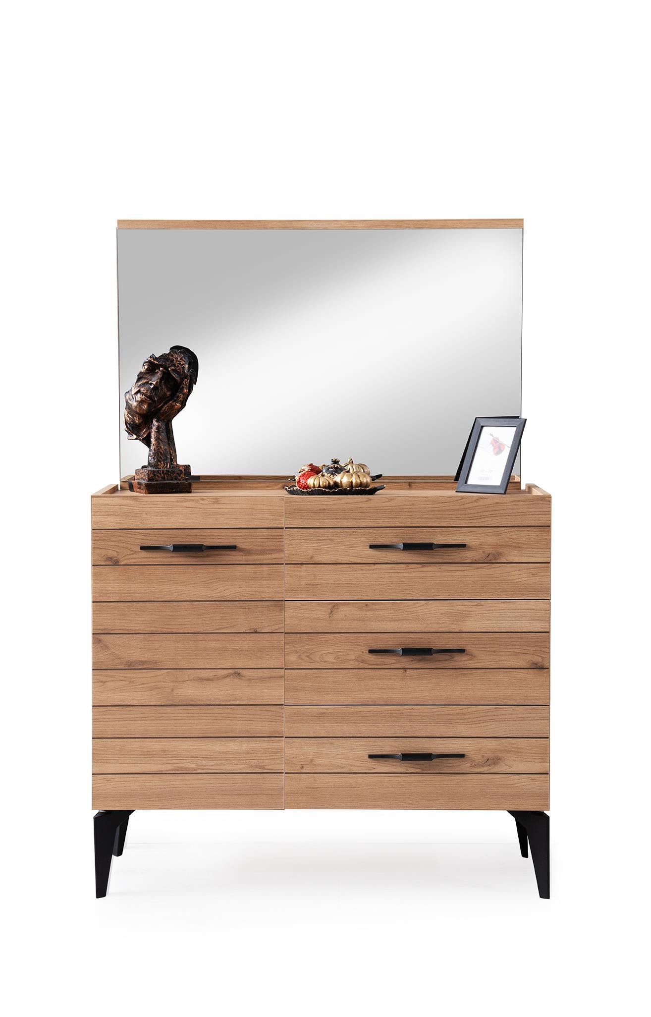 Seda 6 Kapaklı Modern MDF Yatak Odası Takımı Bazalı 