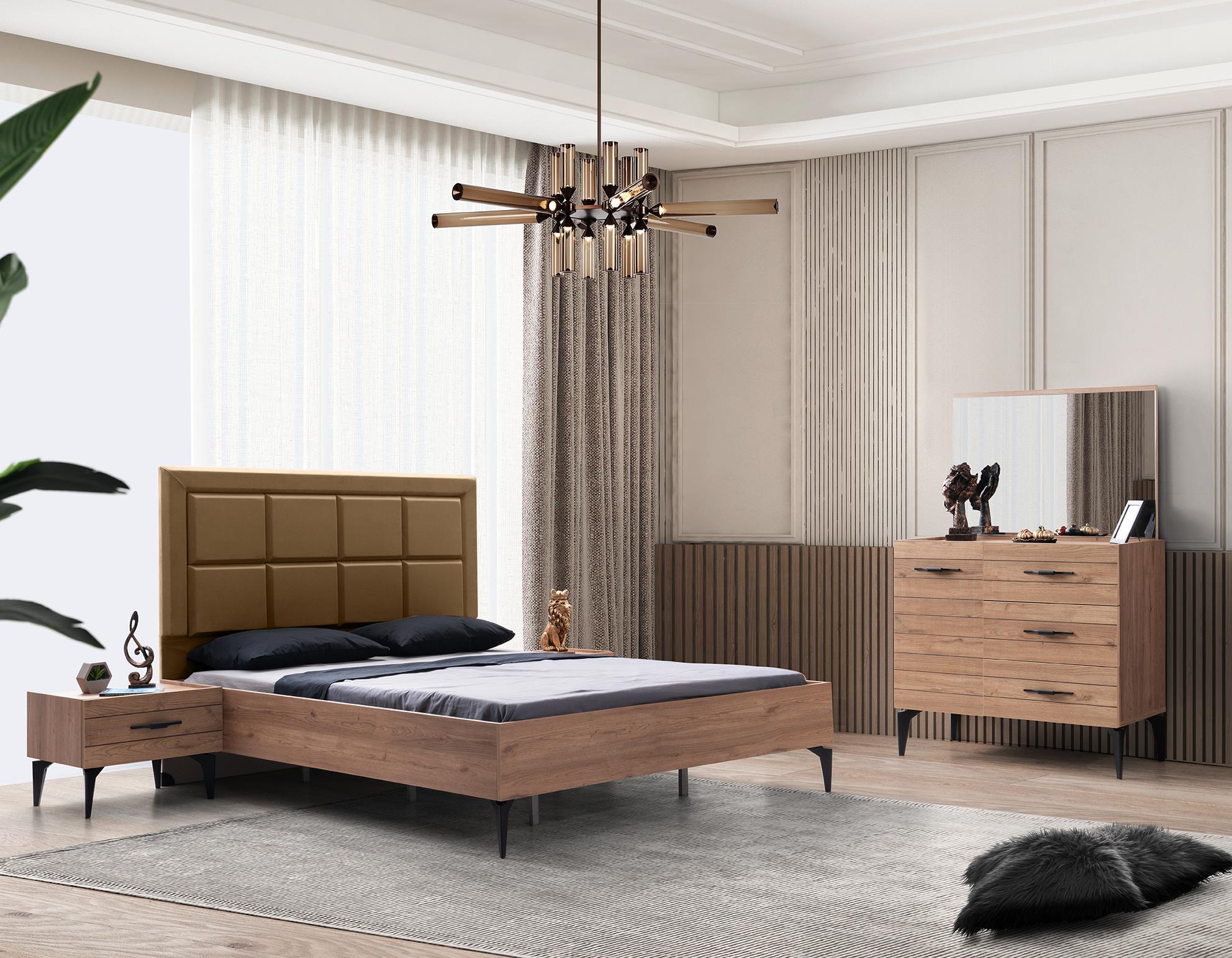 Seda 6 Kapaklı Modern MDF Yatak Odası Takımı Bazalı 