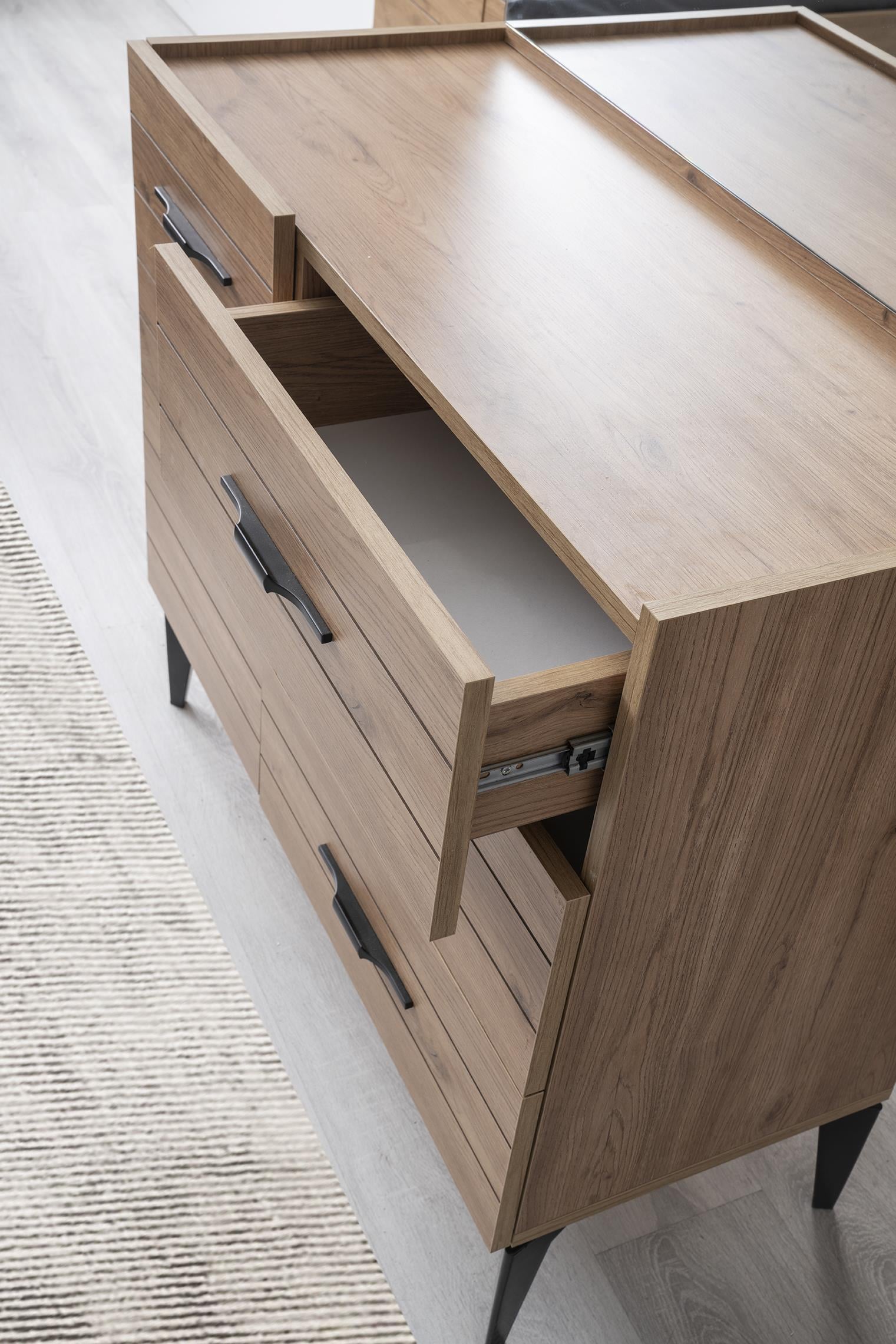 Seda 6 Kapaklı Modern MDF Yatak Odası Takımı Bazalı 