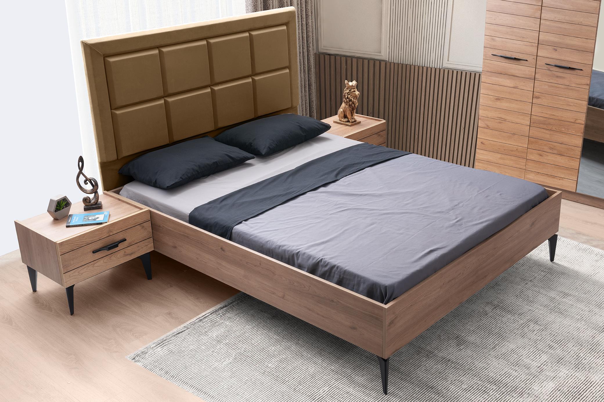 Seda 6 Kapaklı Modern MDF Yatak Odası Takımı Bazalı 