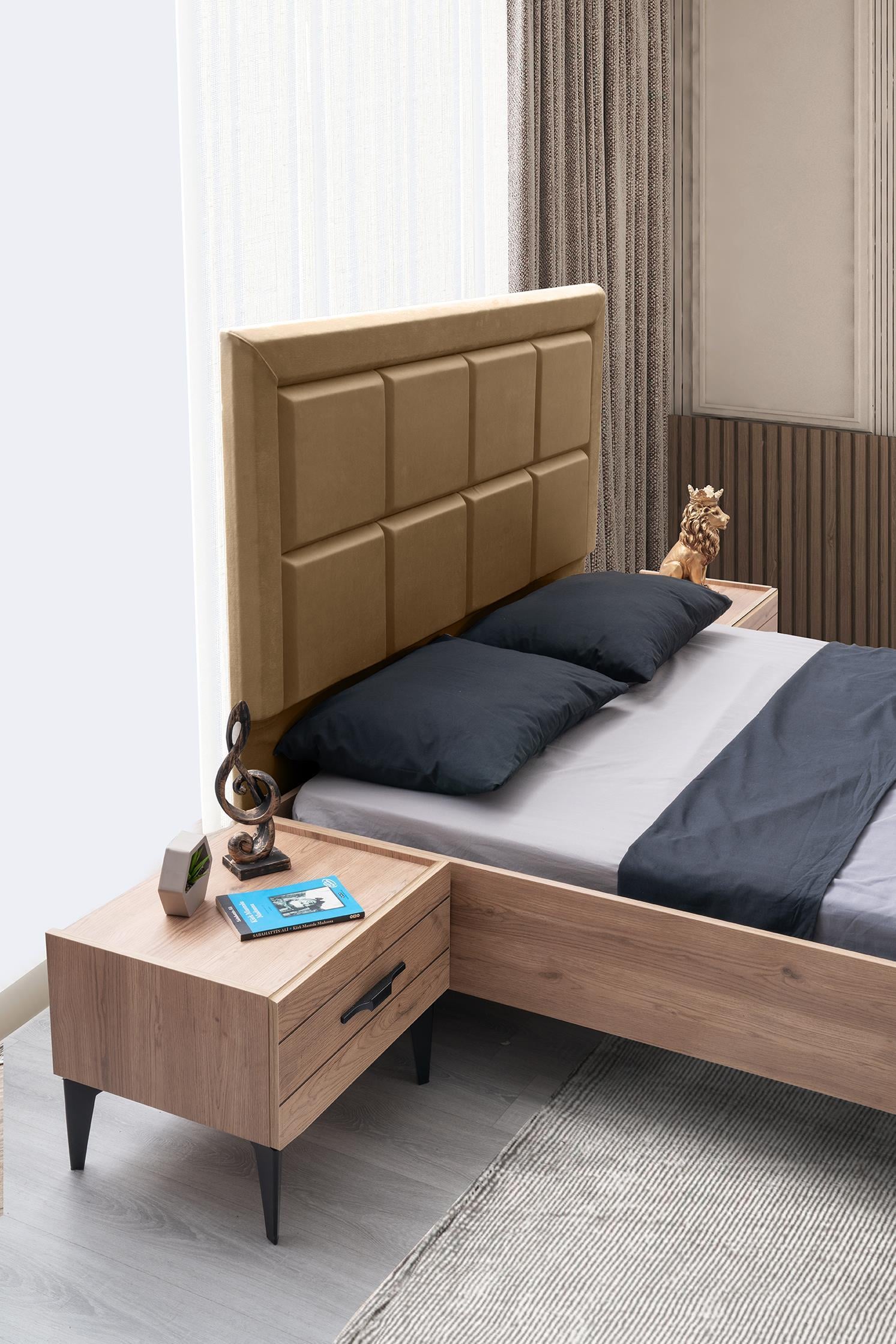 Seda 6 Kapaklı Modern MDF Yatak Odası Takımı Bazalı 