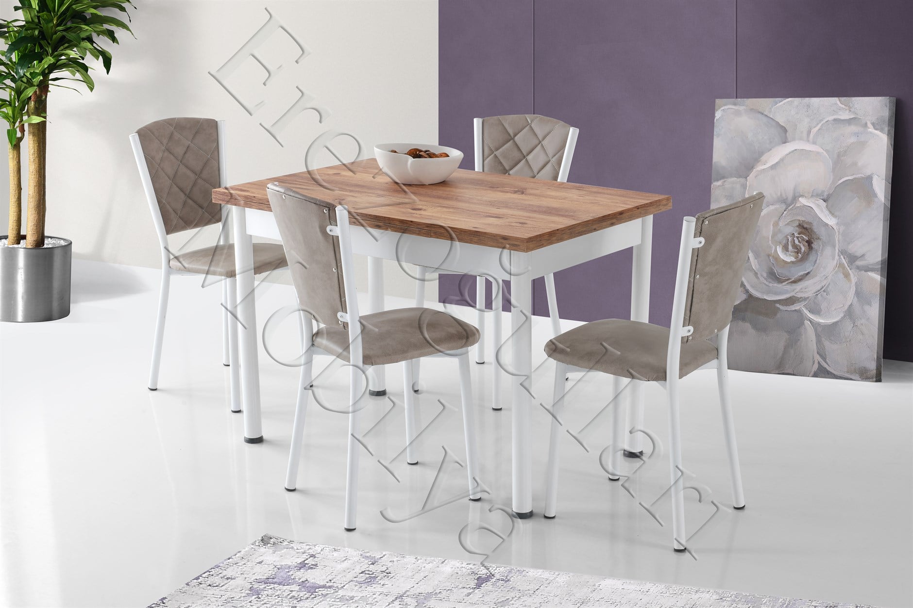 Smart Açılır Mutfak Masası ve 4 Adet Sandalye Takımı 70*110cm