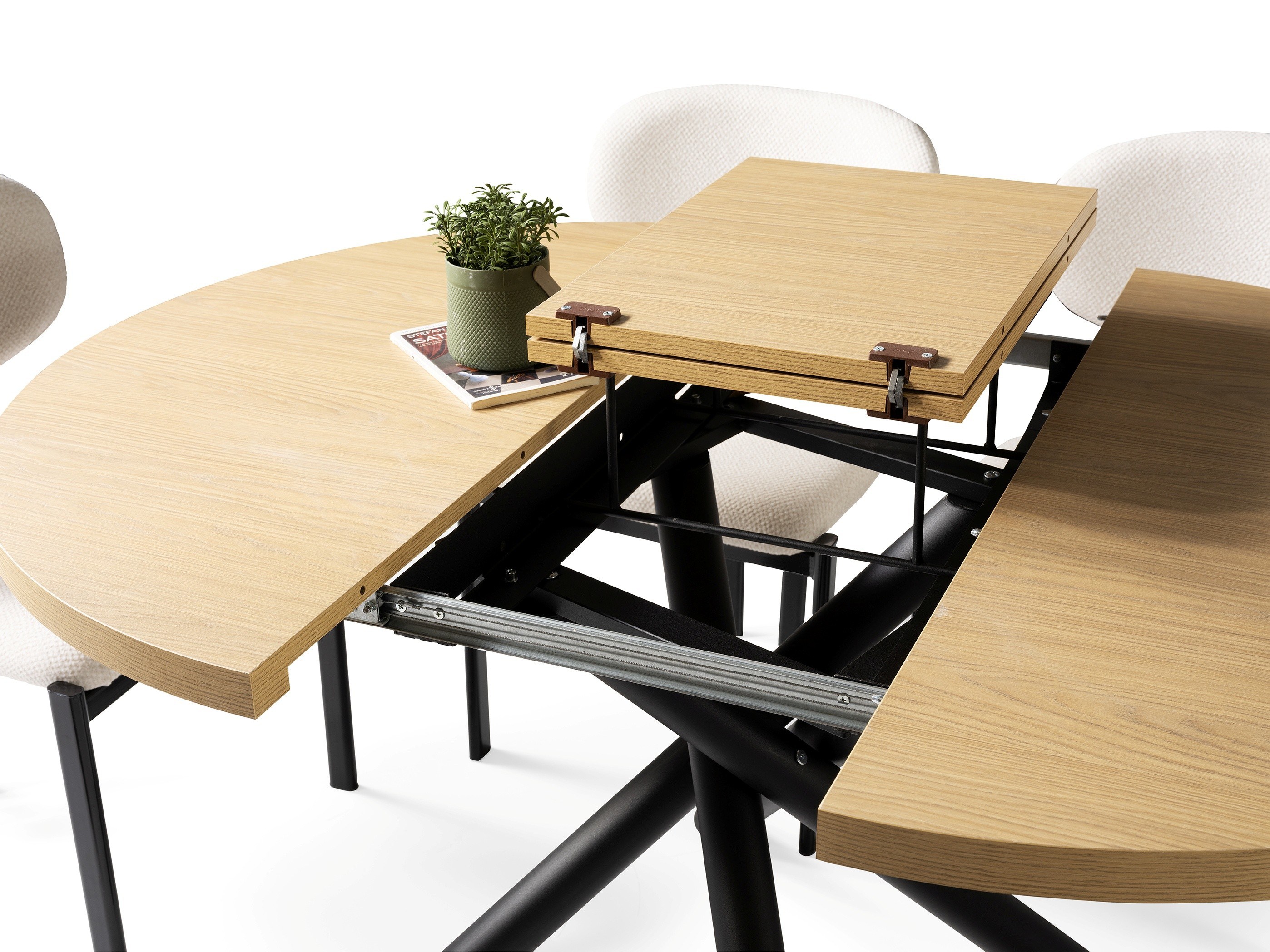 Truva Gala Yuvarlak Açılır MDF Mutfak Masa Sandalye Takımı 104cm