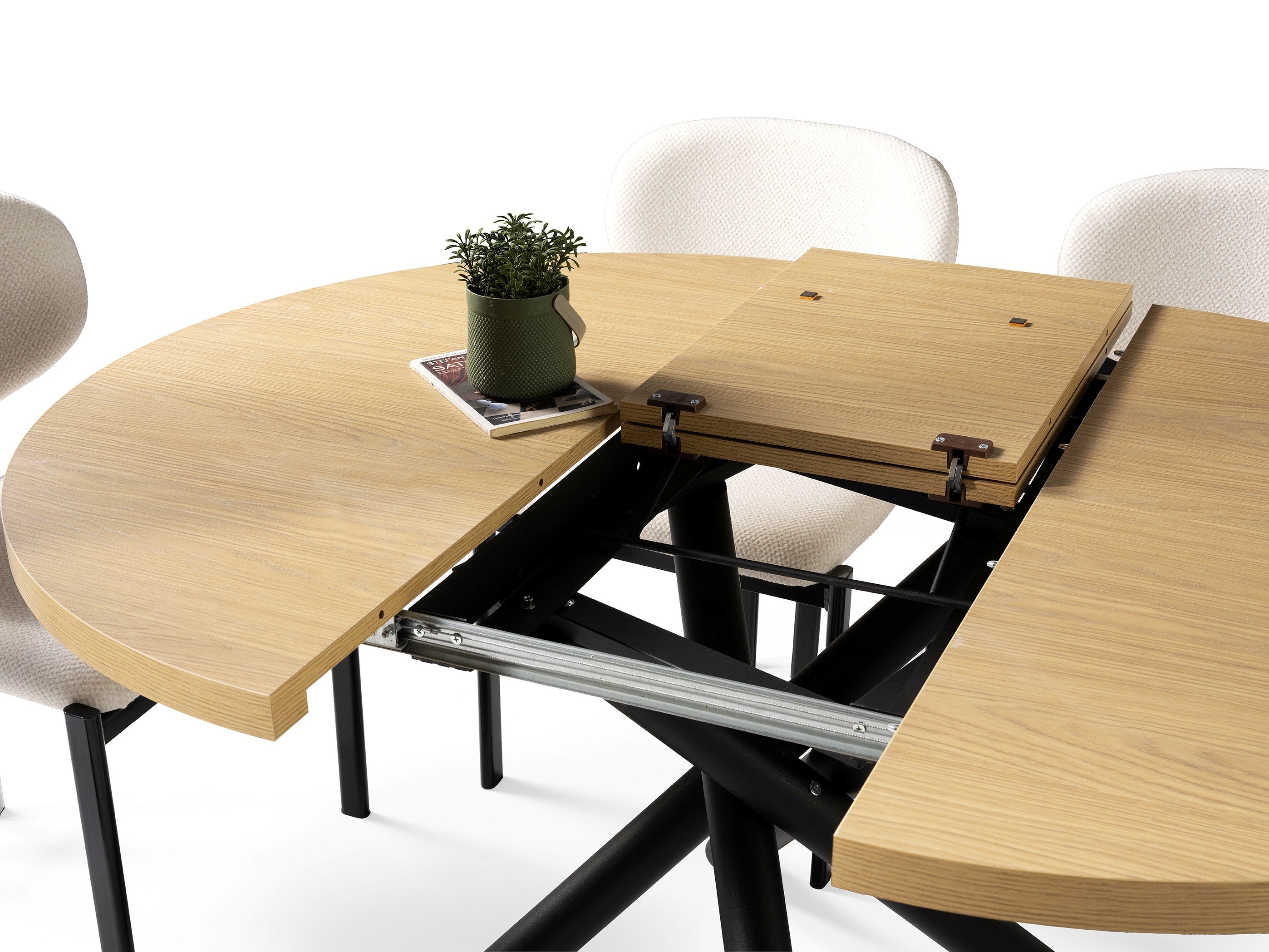 Truva Gala Yuvarlak Açılır MDF Mutfak Masa Sandalye Takımı 104cm