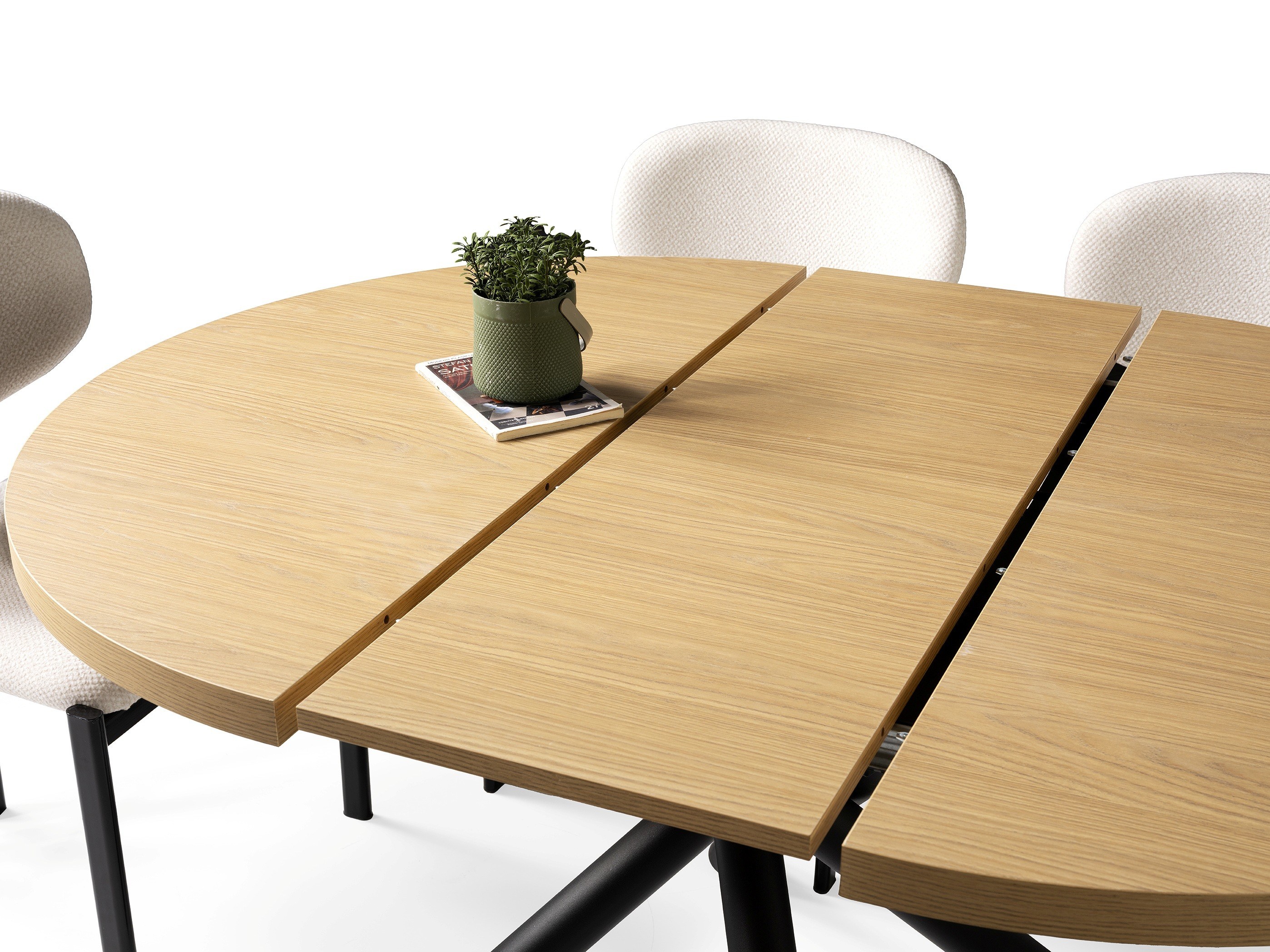 Truva Gala Yuvarlak Açılır MDF Mutfak Masa Sandalye Takımı 104cm