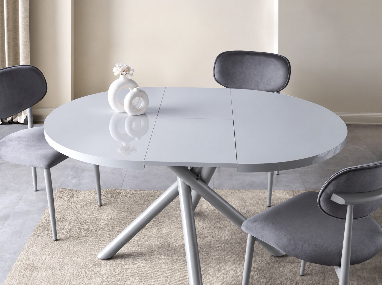 Truva Lak Panel Yuvarlark Açılır Mdf Mutak Masası 104cm 
