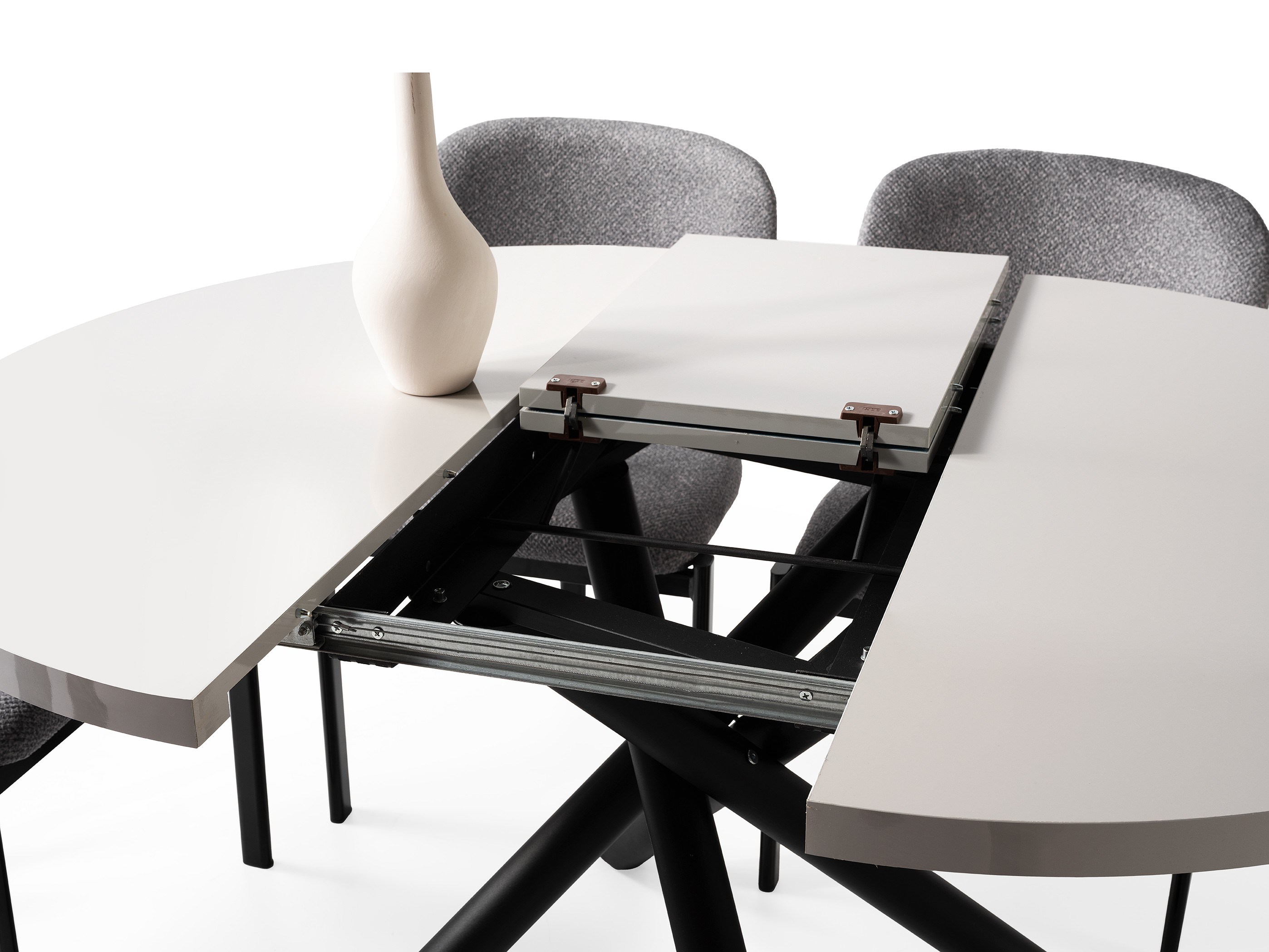 Truva Lak Panel Yuvarlark Açılır Mdf Mutak Masası 104cm 