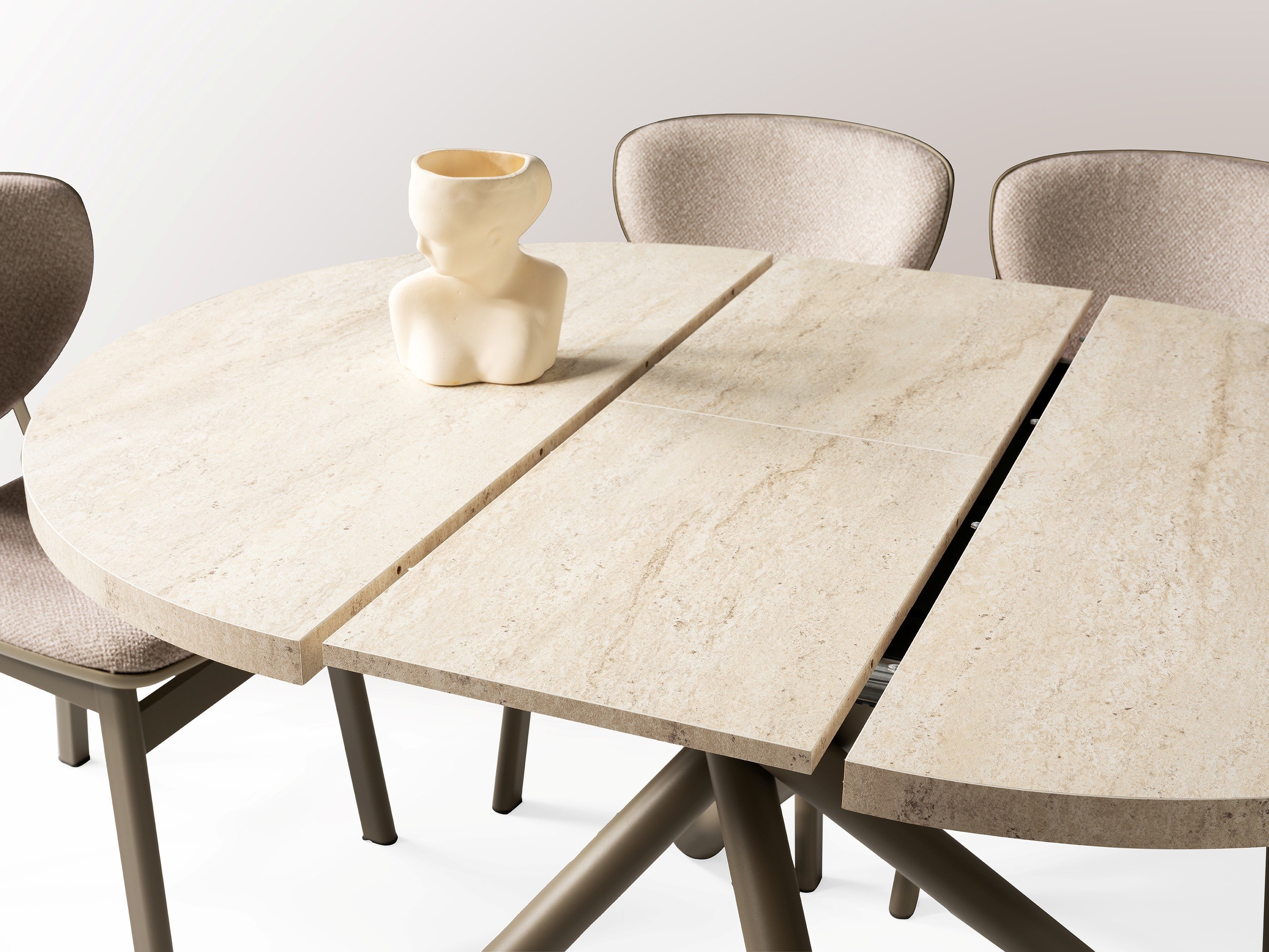 Truva Lion Yuvarlak Açılır MDF Mutfak Masa Sandalye Takımı 104cm