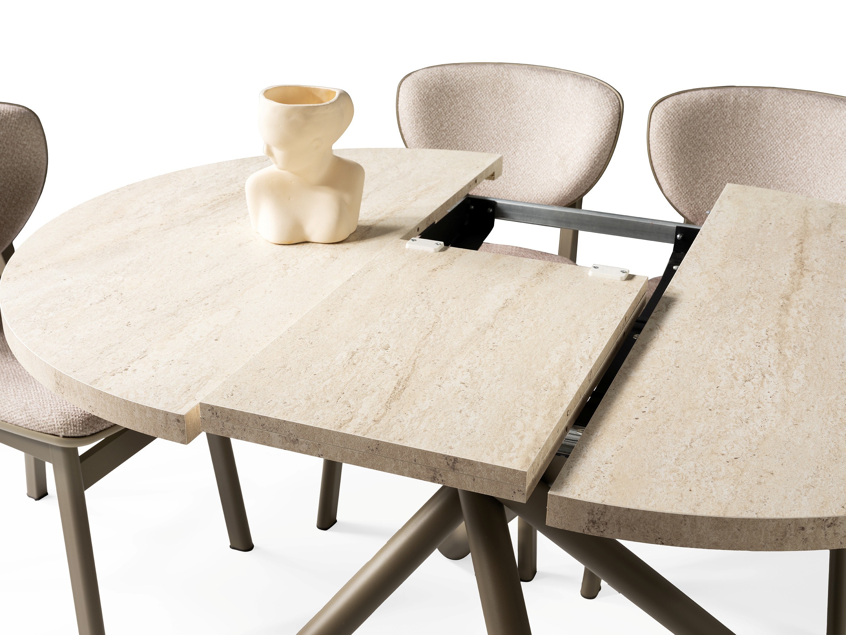 Truva Lion Yuvarlak Açılır MDF Mutfak Masa Sandalye Takımı 104cm