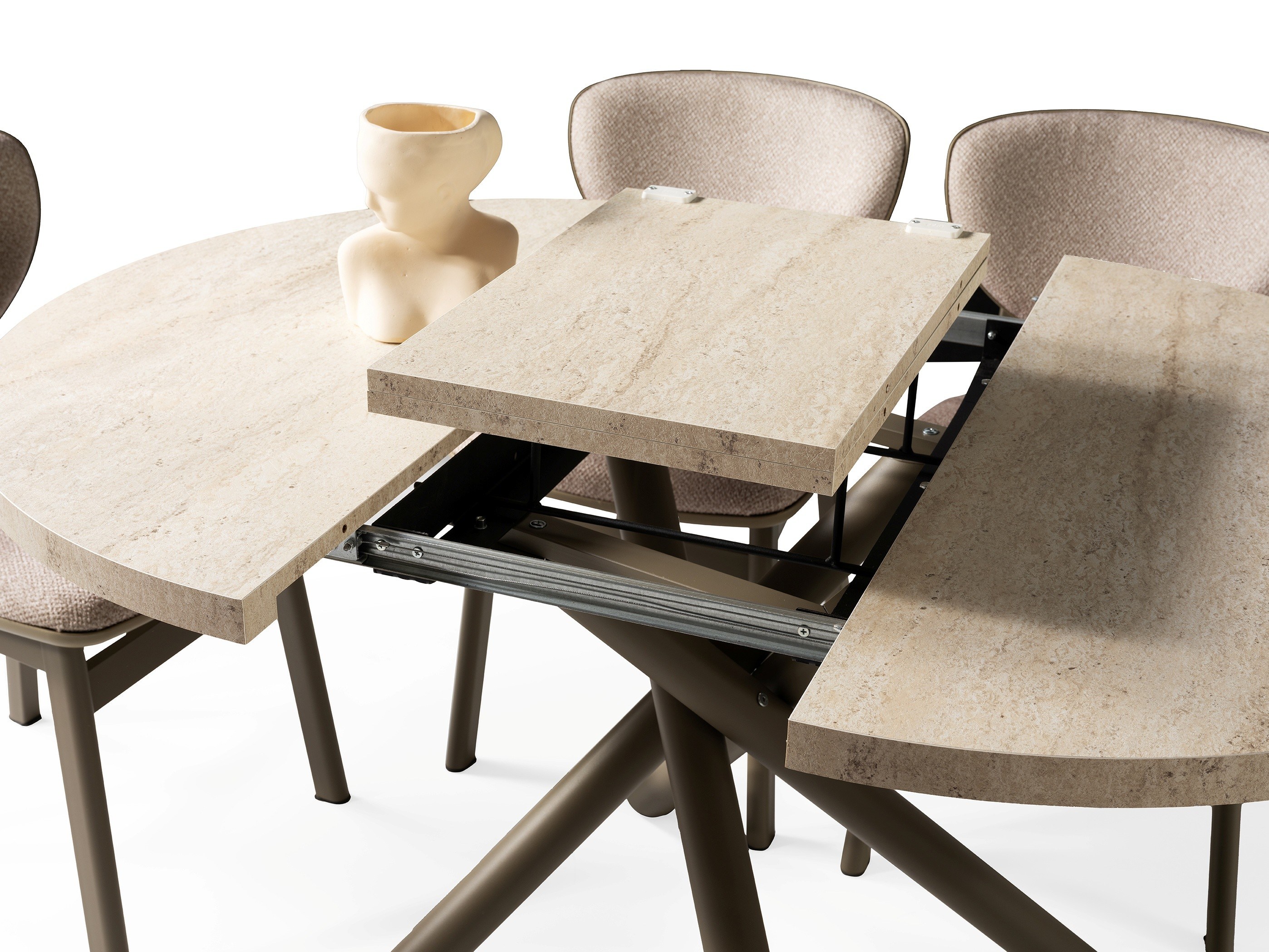 Truva Lion Yuvarlak Açılır MDF Mutfak Masa Sandalye Takımı 104cm