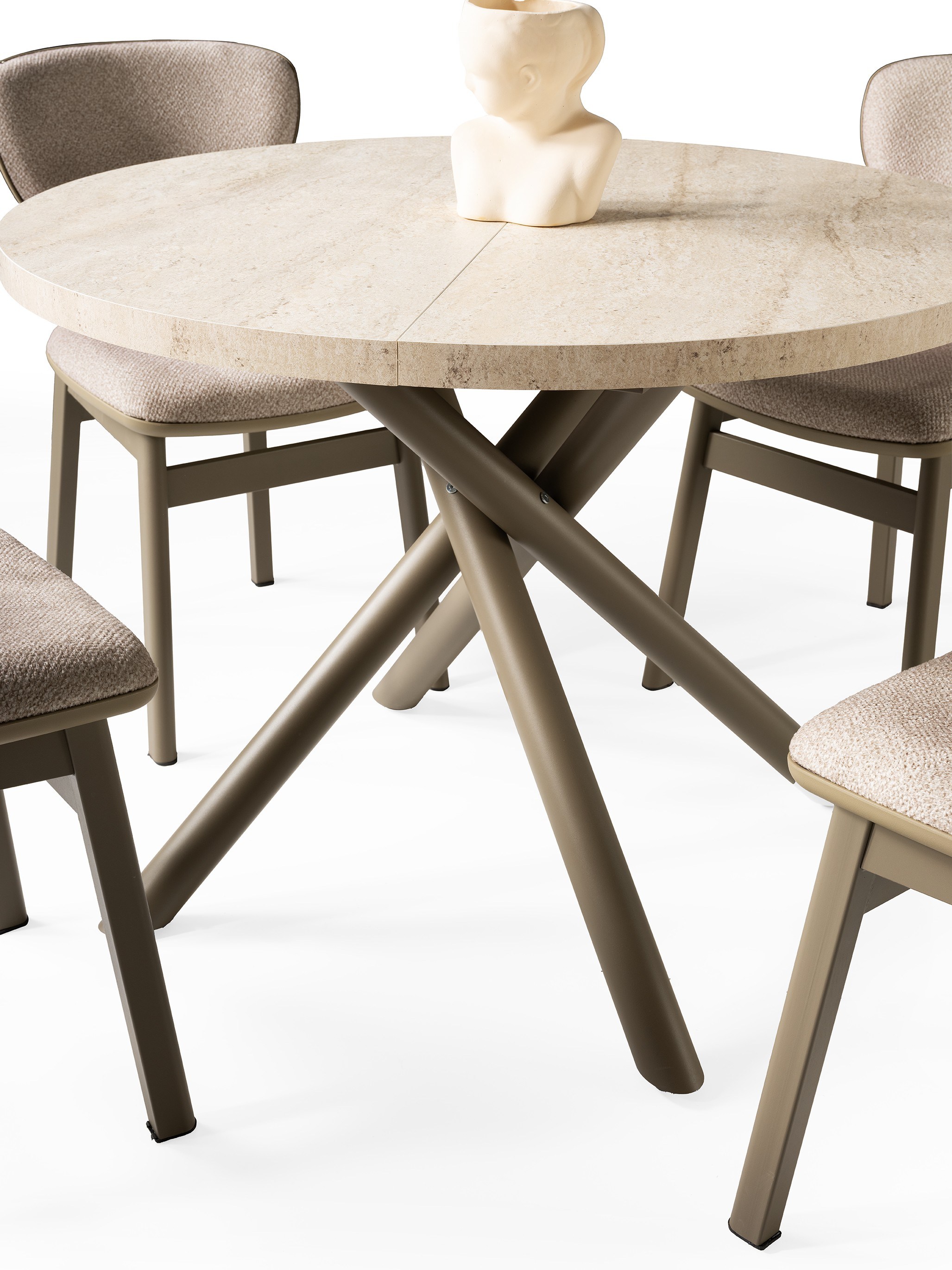 Truva Yuvarlark Açılır Mdf Mutak Masası 104cm 