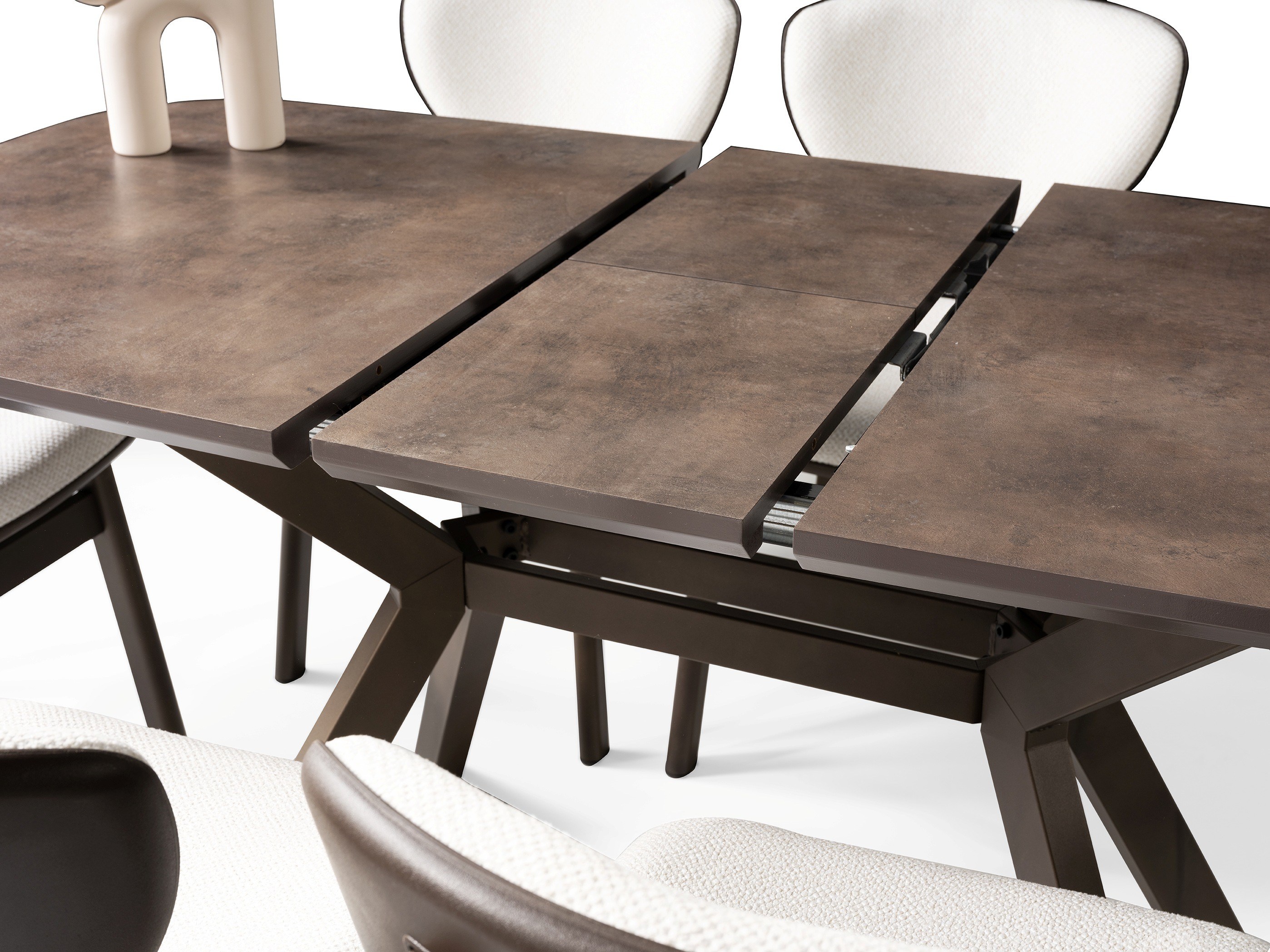Venedik Retro Bronz MDF Açılır Mutfak Masa Takımı 80*130cm