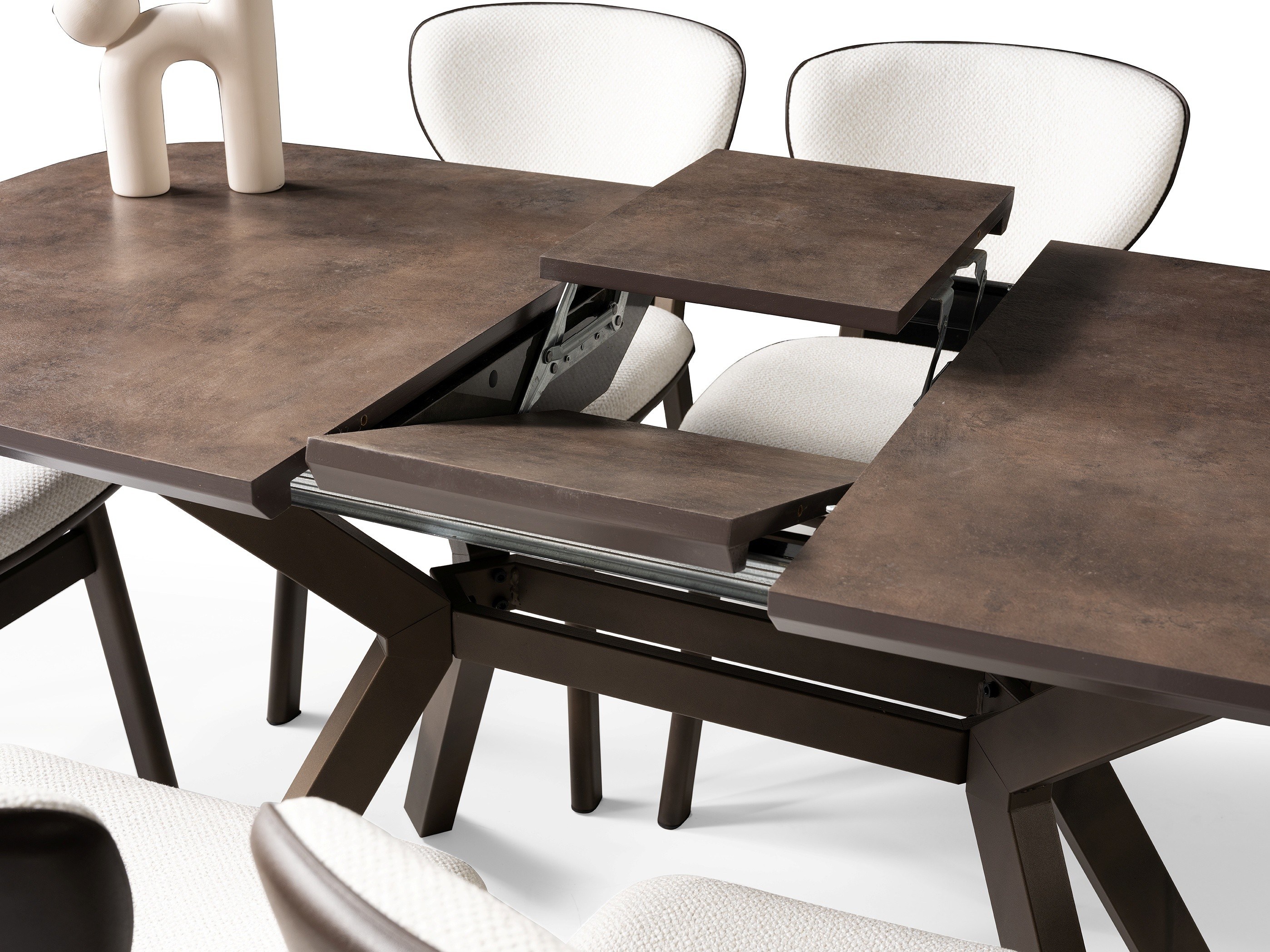 Venedik Retro Bronz MDF Açılır Mutfak Masa Takımı 80*130cm