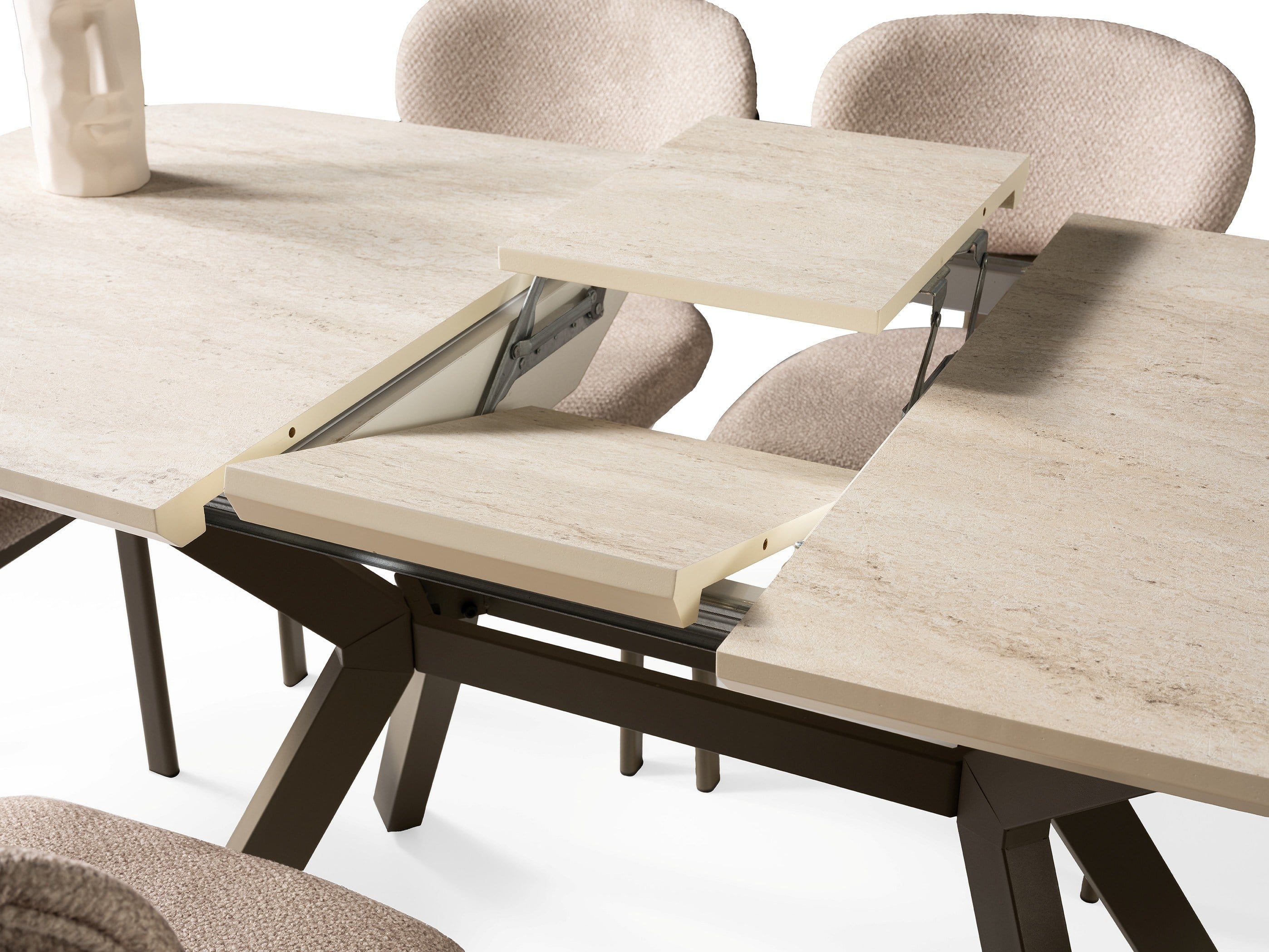 Venedik Travertan MDF Açılır Mutfak Masa Takımı 80*130cm