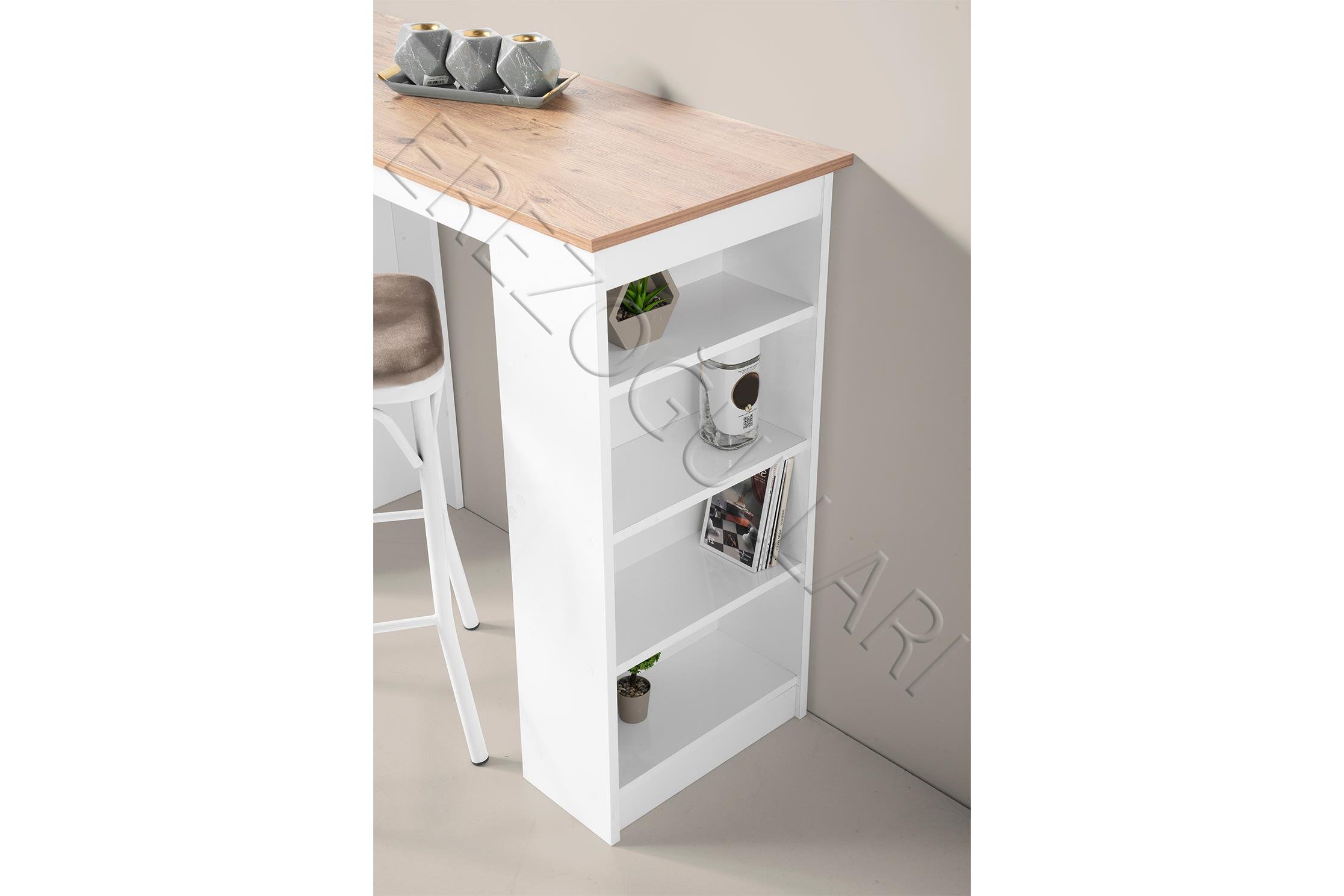 Vista Eylül Bar Raflı Mutfak Masa Takımı 50x120