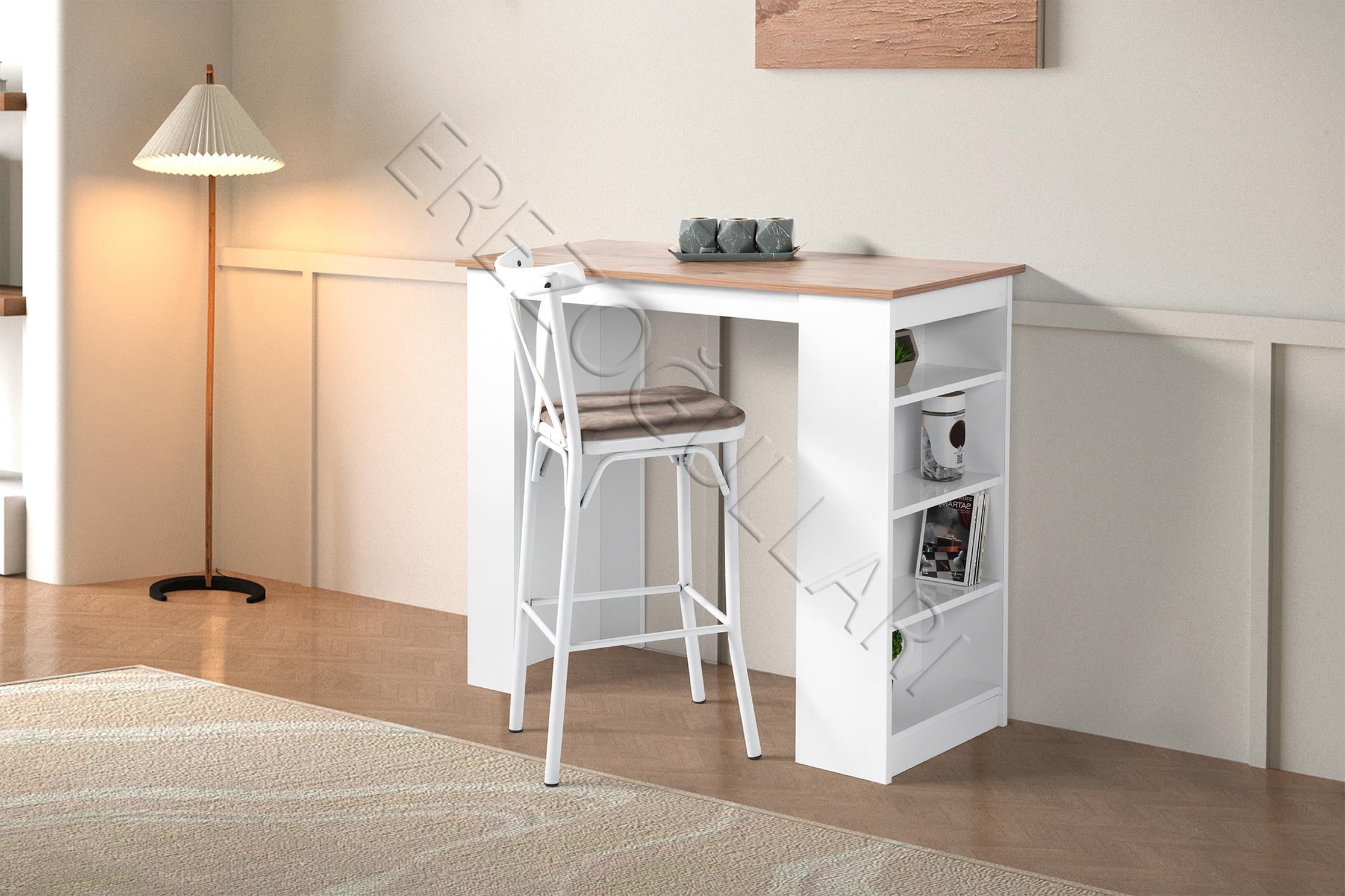 Vista Eylül Bar Raflı Mutfak Masa Takımı 50x120