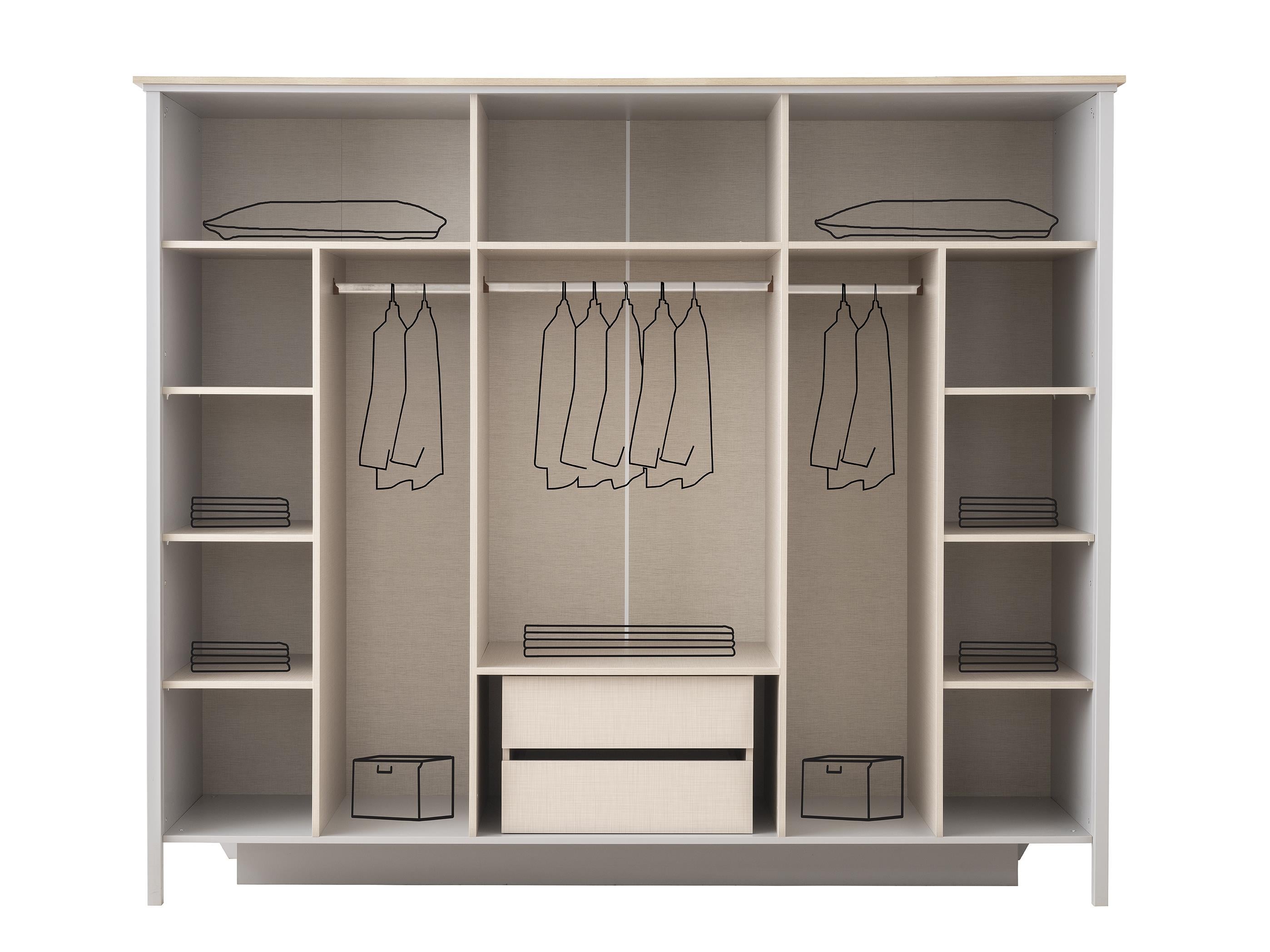 Yakamoz 6 Kapaklı Aynalı Elbise Dolabı Gardrop 253x64x213