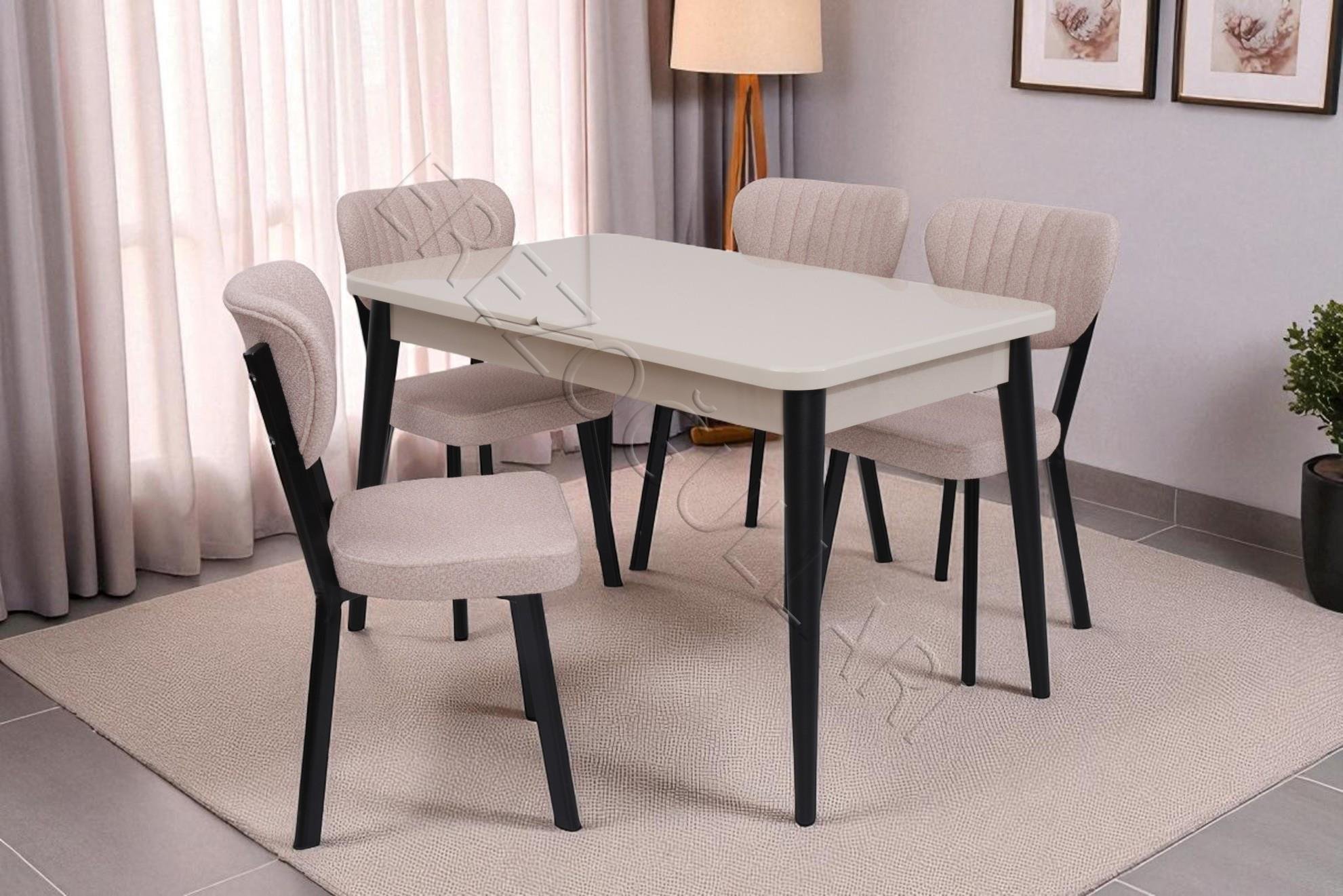 Yakamoz Kum Beji Elma MDF Mutfak Masa Sandalye Takımı 80x130