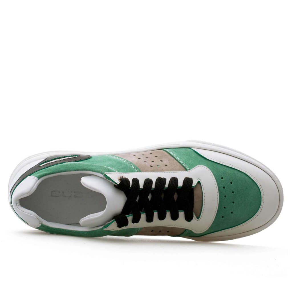 Bub Cray - Yeşil Süet, Bej Nubuk, Beyaz Deri Kadın Sneaker
