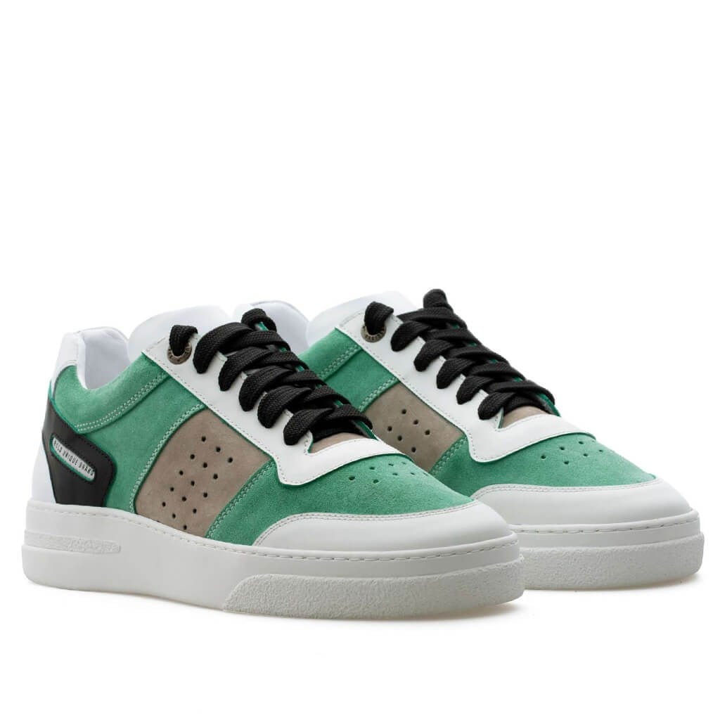 Bub Cray - Yeşil Süet, Bej Nubuk, Beyaz Deri Kadın Sneaker