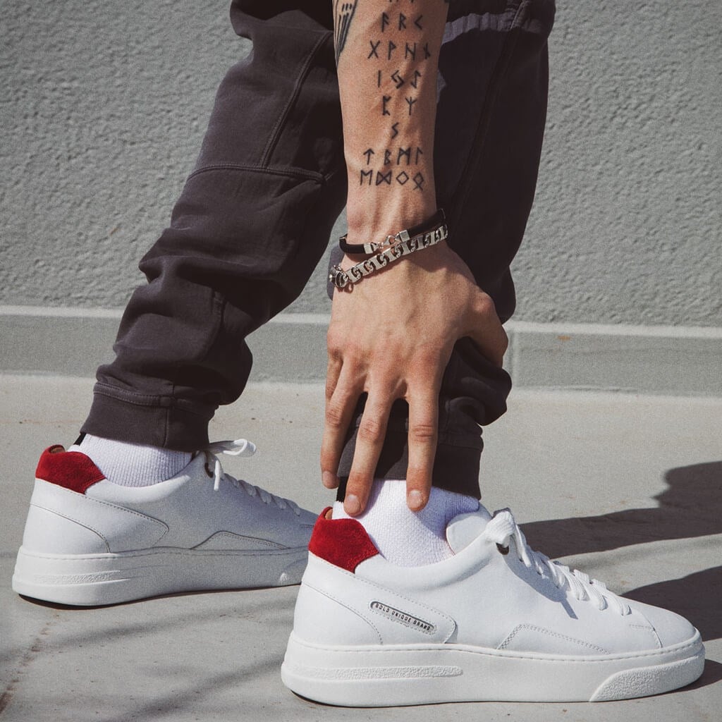 Bub Fleek - Beyaz Deri, Kırmızı Süet Erkek Sneaker