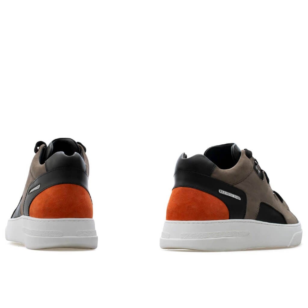 Bub Lewk - Siyah Deri, Vizon Nubuk, Turuncu Süet Erkek Sneaker