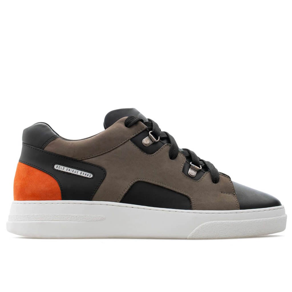Bub Lewk - Siyah Deri, Vizon Nubuk, Turuncu Süet Erkek Sneaker