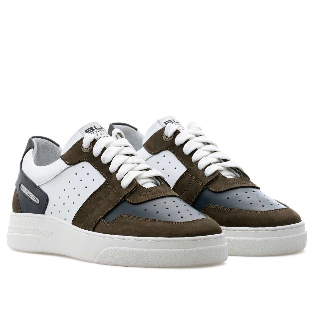Bub Skywalker - Haki Nubuk, Lacivert, Beyaz Deri Erkek Sneaker 
