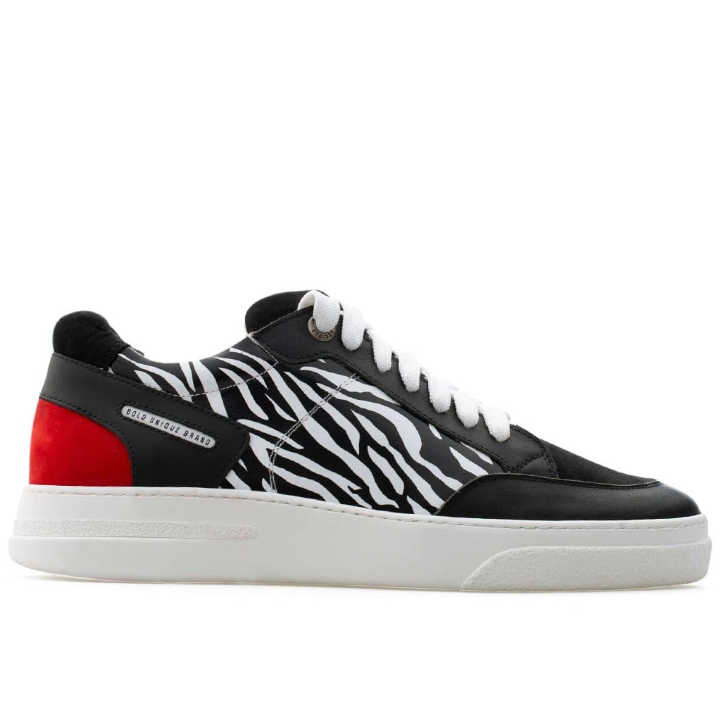 Bub Trill - Siyah Deri, Siyah Nubuk, Kırmızı Süet, Zebra Desenli Erkek Sneaker 
