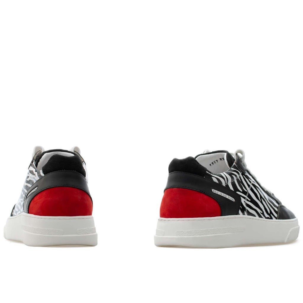 Bub Trill - Siyah Deri, Siyah Nubuk, Kırmızı Süet, Zebra Desenli Erkek Sneaker 