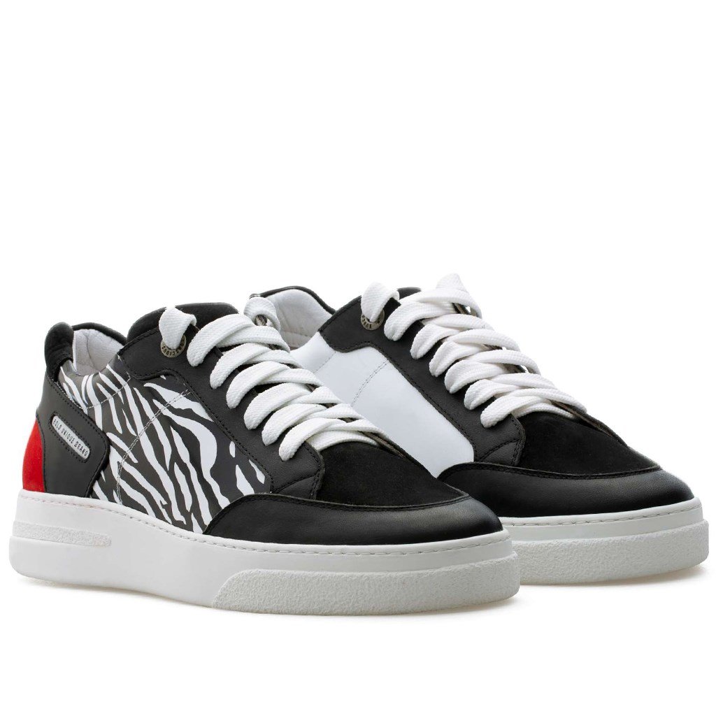 Bub Trill - Siyah Deri, Siyah Nubuk, Kırmızı Süet, Zebra Desenli Erkek Sneaker 