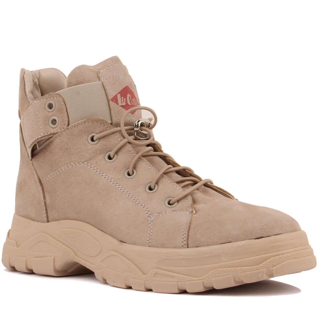 Lee Cooper - Bej Renk Bağcıklı Kadın Botu