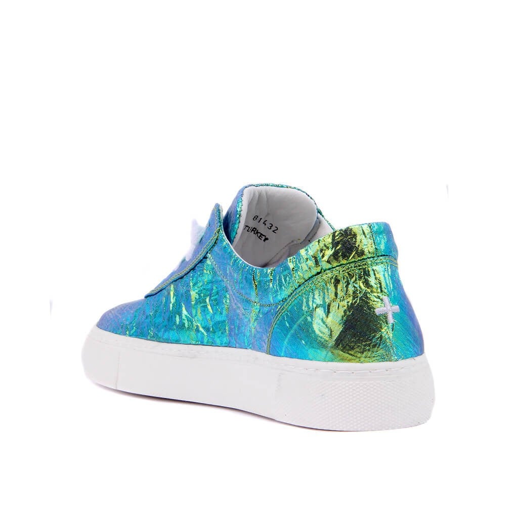 Özel Üretim - Yeşil Mavi Kadın Günlük Sneaker