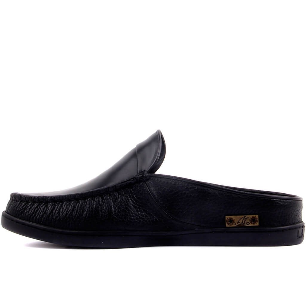 Sail Lakers - Siyah Deri Aynası Açma Erkek Dış Mekan Terliği
