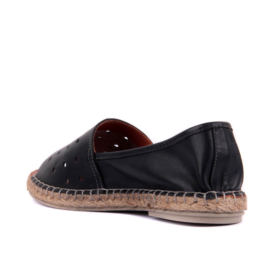 Sail Lakers - Siyah Deri Espadril