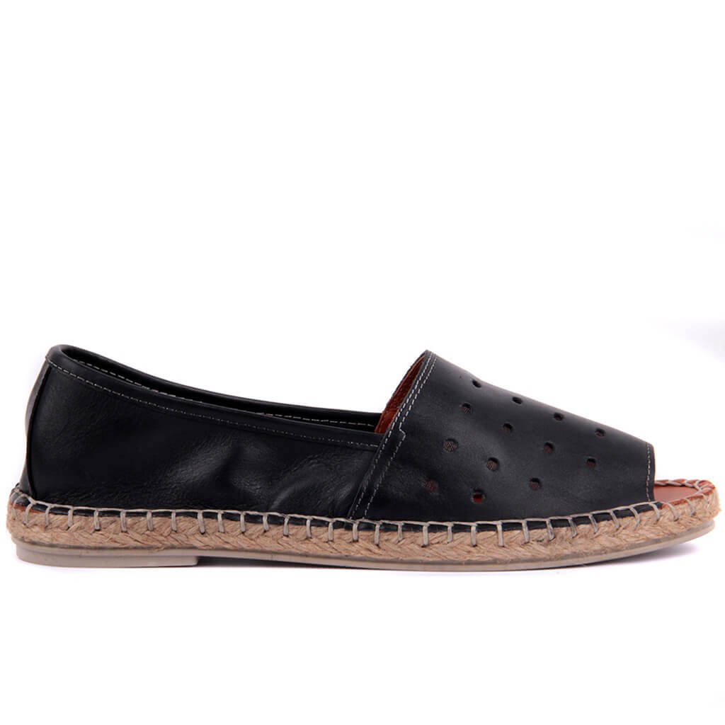 Sail Lakers - Siyah Deri Espadril