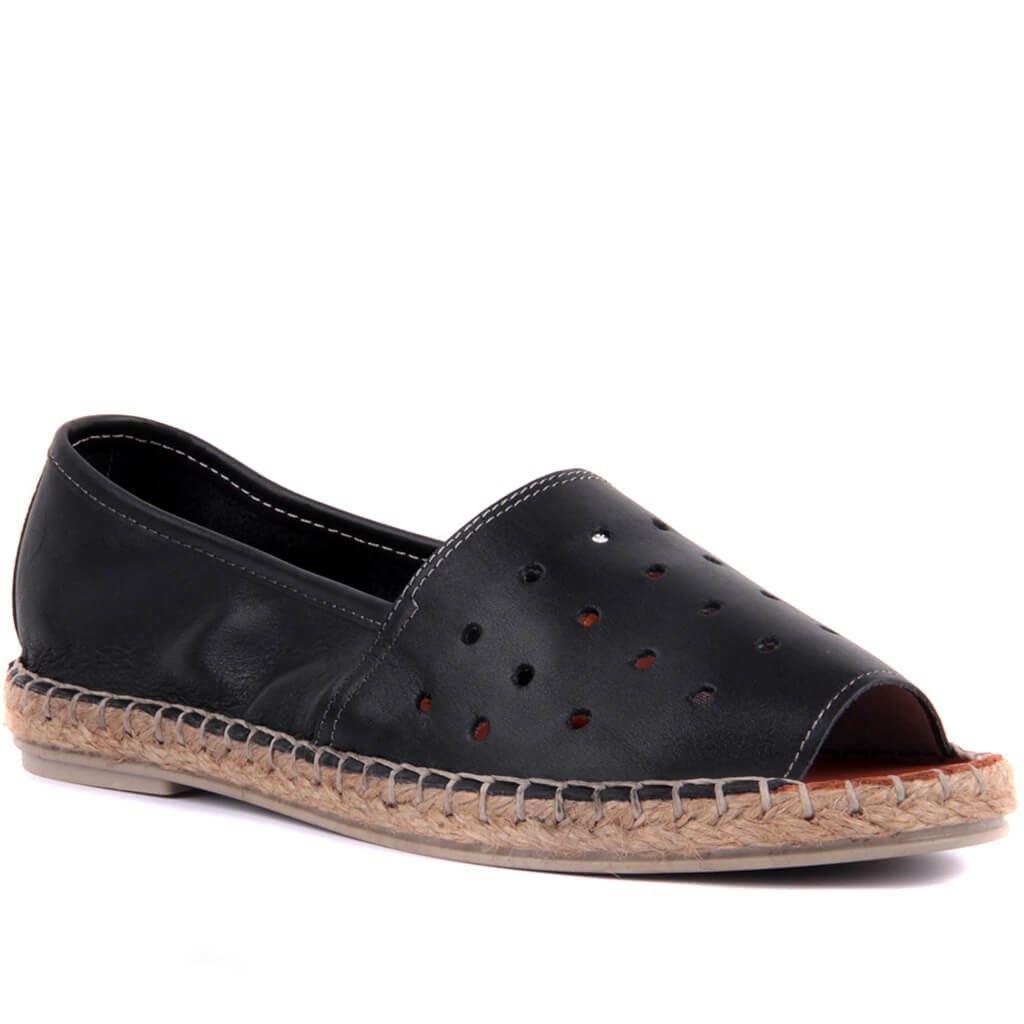 Sail Lakers - Siyah Deri Espadril