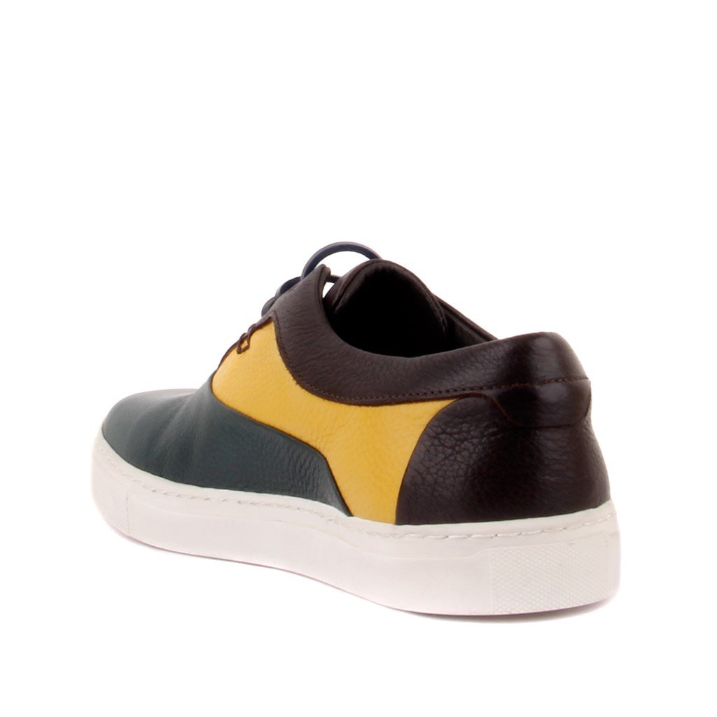 Sail Lakers - Yeşil, Sarı, Kahverengi Deri Erkek Sneaker