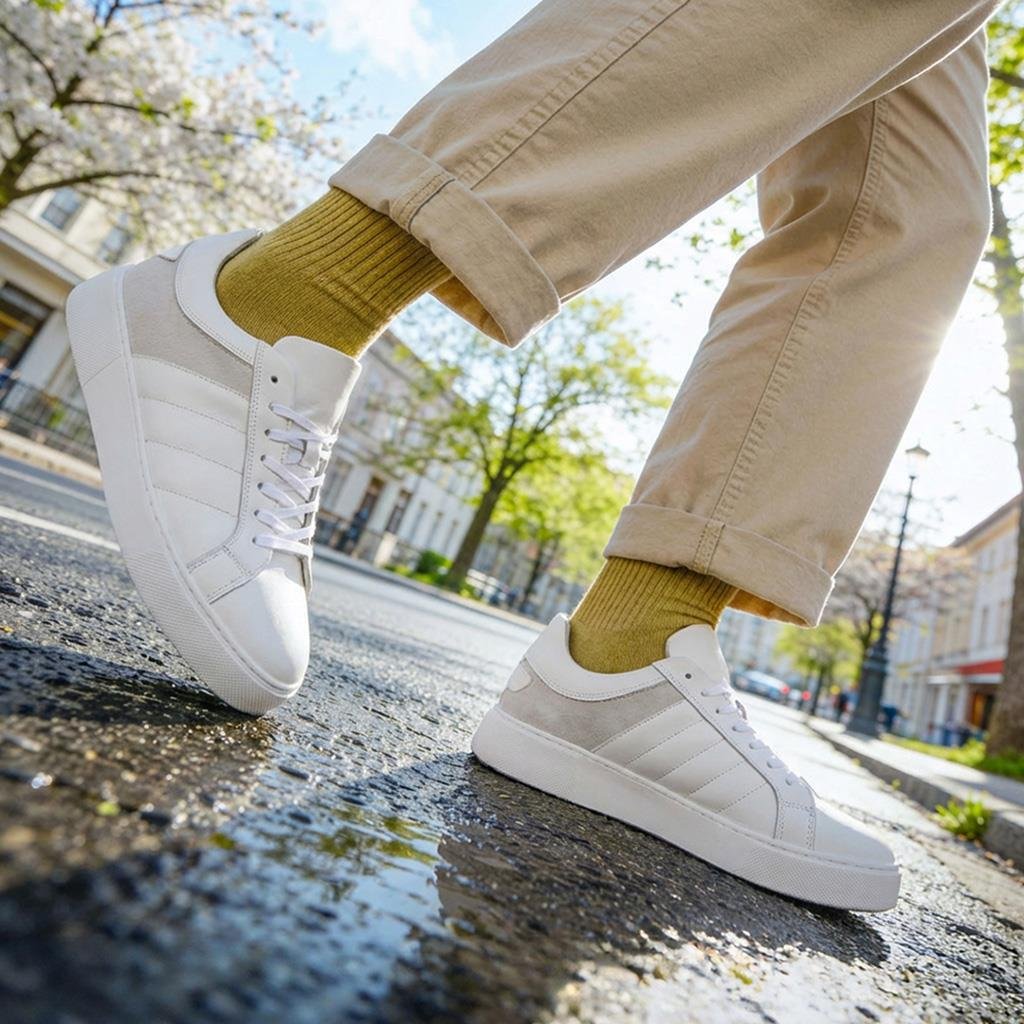 SneakersSail Lakers - Beyaz Deri Bağcıklı Erkek Günlük Ayakkabı 101-8077-HE1065101-8077-HE1065 R16 BEYAZ NAPA-BEYAZ SUE