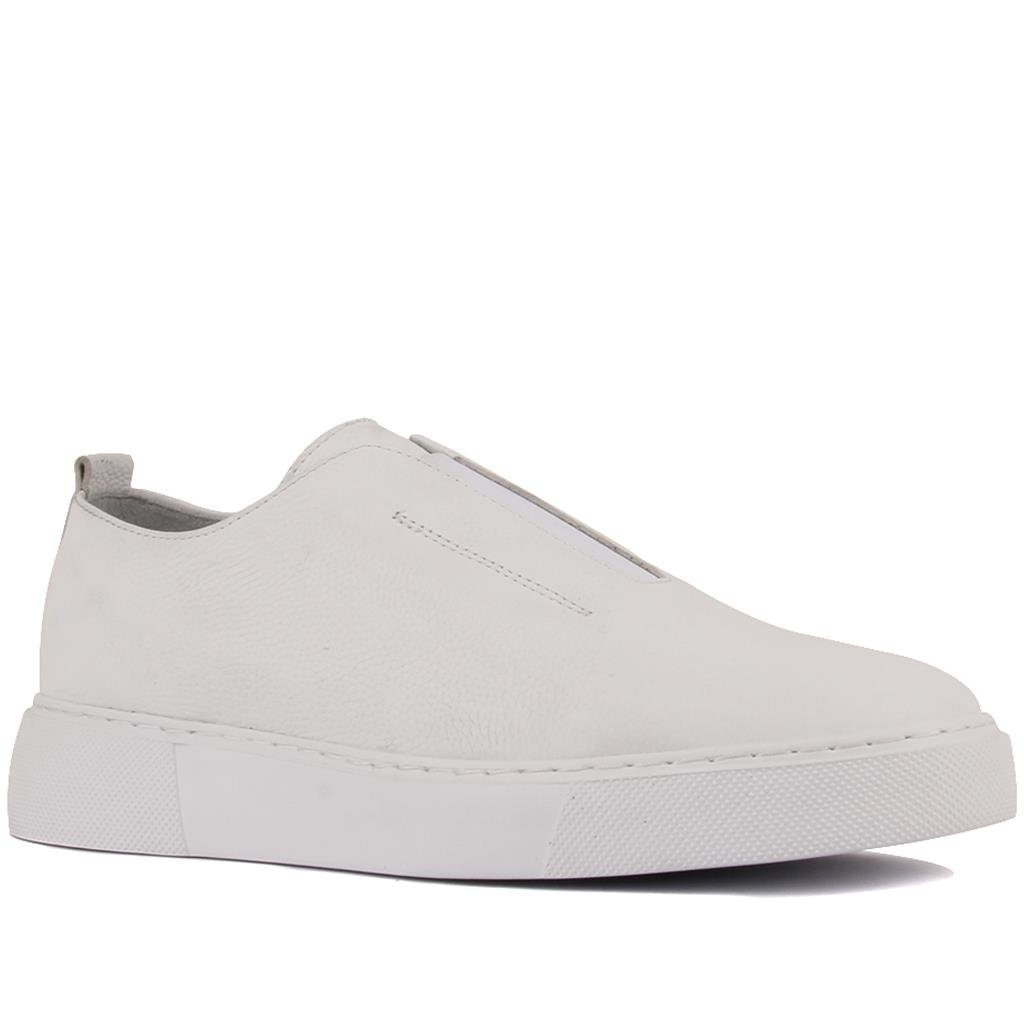 Sail Lakers - Beyaz Deri Bağcıksız Erkek Sneaker