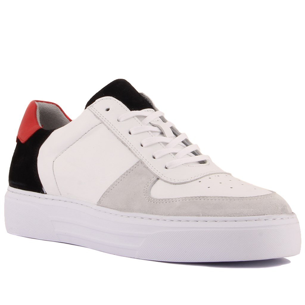 Sail Lakers - Beyaz Deri, Siyah, Beyaz Süet Erkek Sneaker