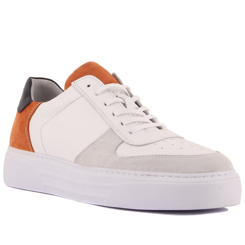 Sail Lakers - Beyaz, Lacivert Deri, Turuncu Süet Erkek Sneaker