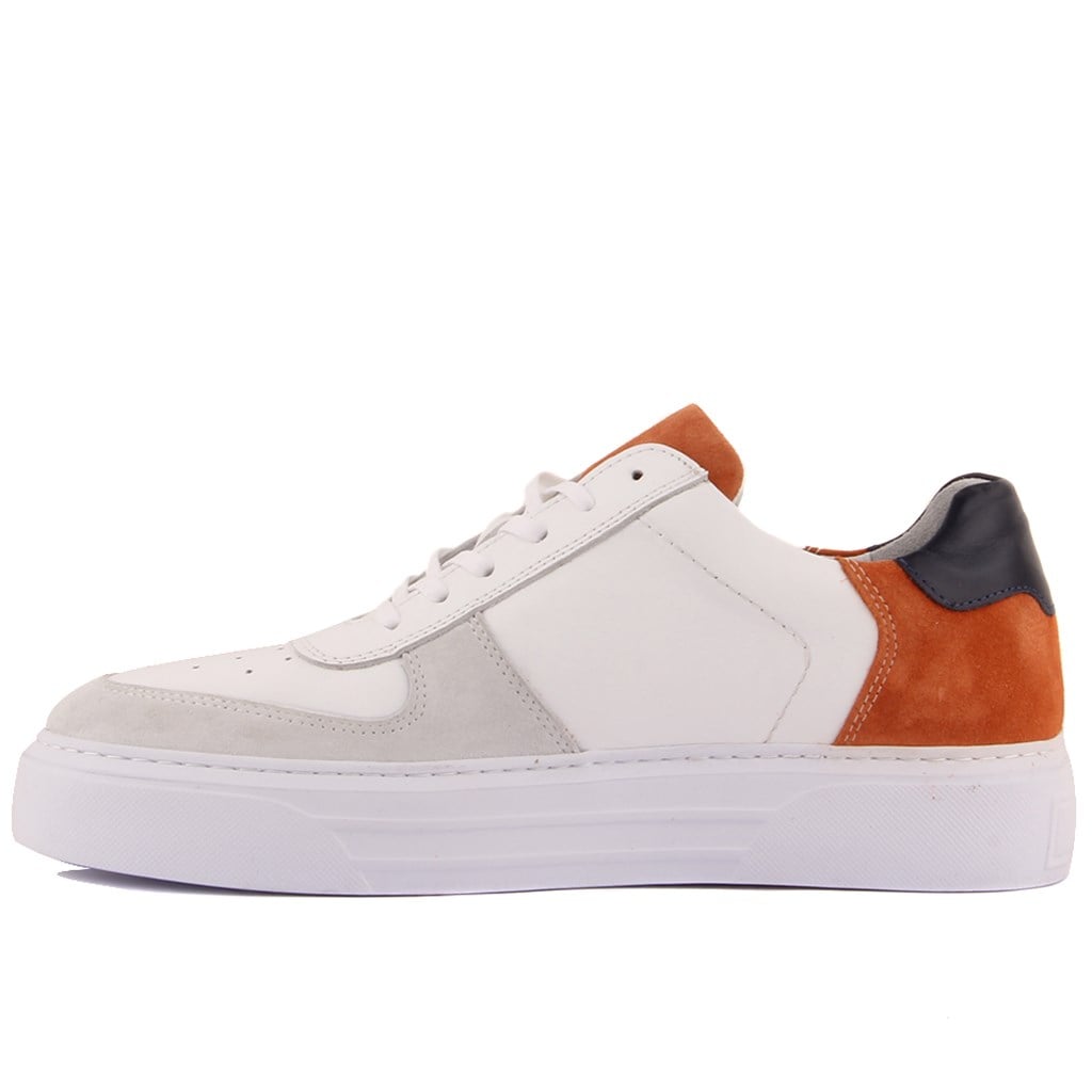 Sail Lakers - Beyaz, Lacivert Deri, Turuncu Süet Erkek Sneaker