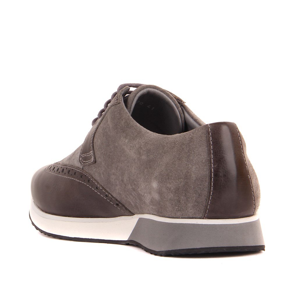 Sail Lakers - Gri Deri, Gri Süet Erkek Sneaker