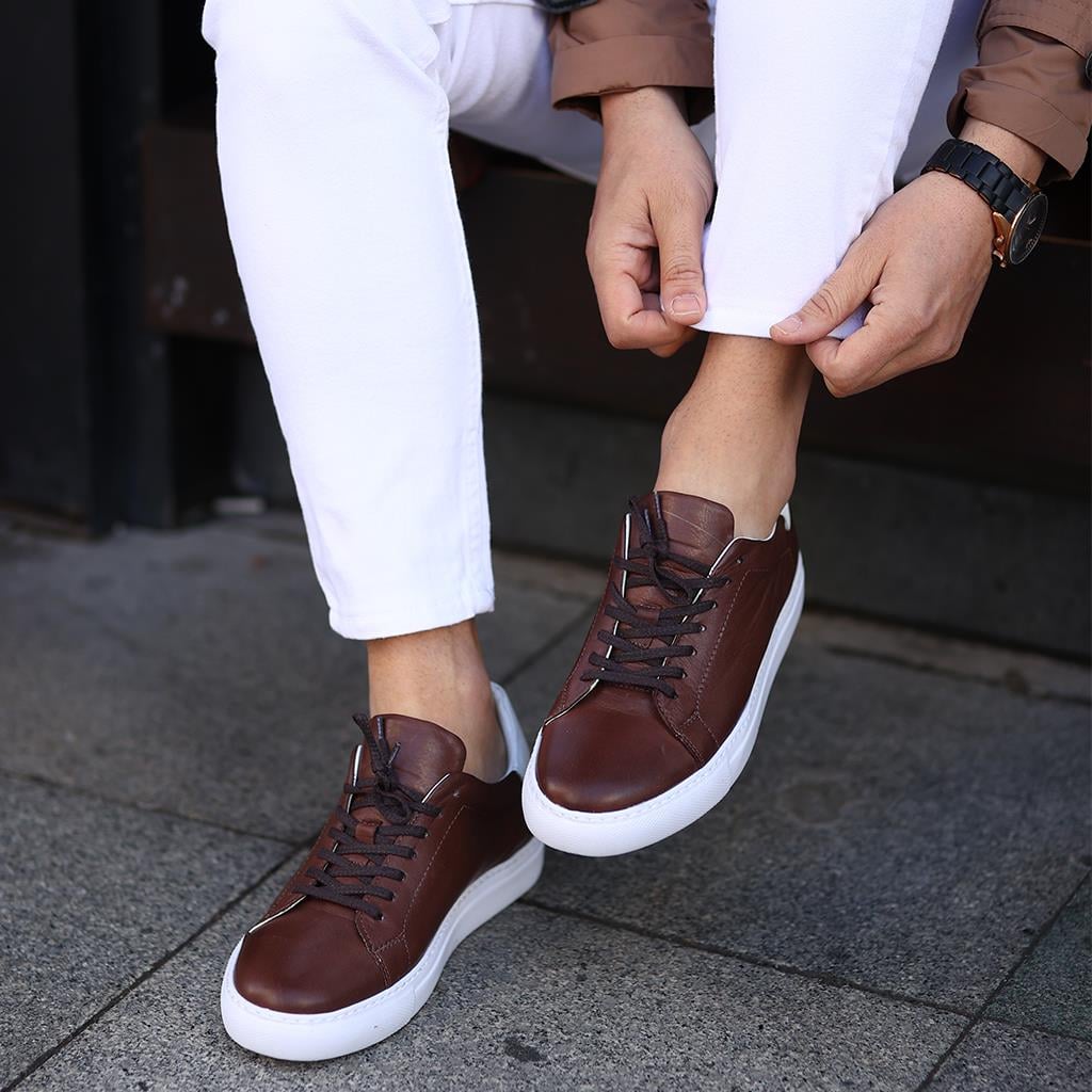 Sail Lakers - Kahverengi Deri Erkek Sneaker
